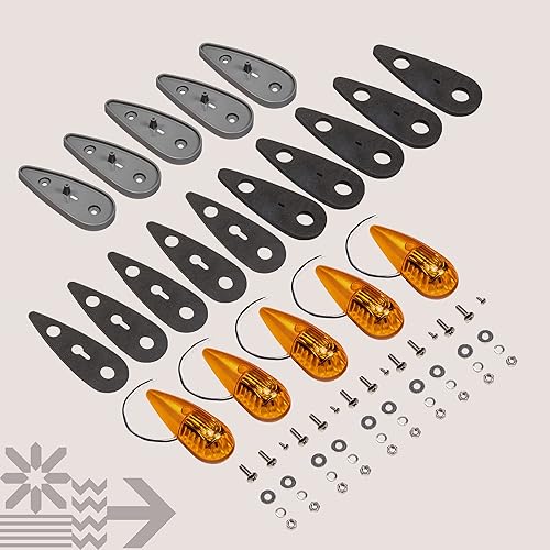 Miniatura 8 de TRUE MODS - Kit de luces LED ámbar para cabina de lágrima base gris DOT FMVSS 108 SAE P2PC ajuste universal luces de lágrima para camión, RV,