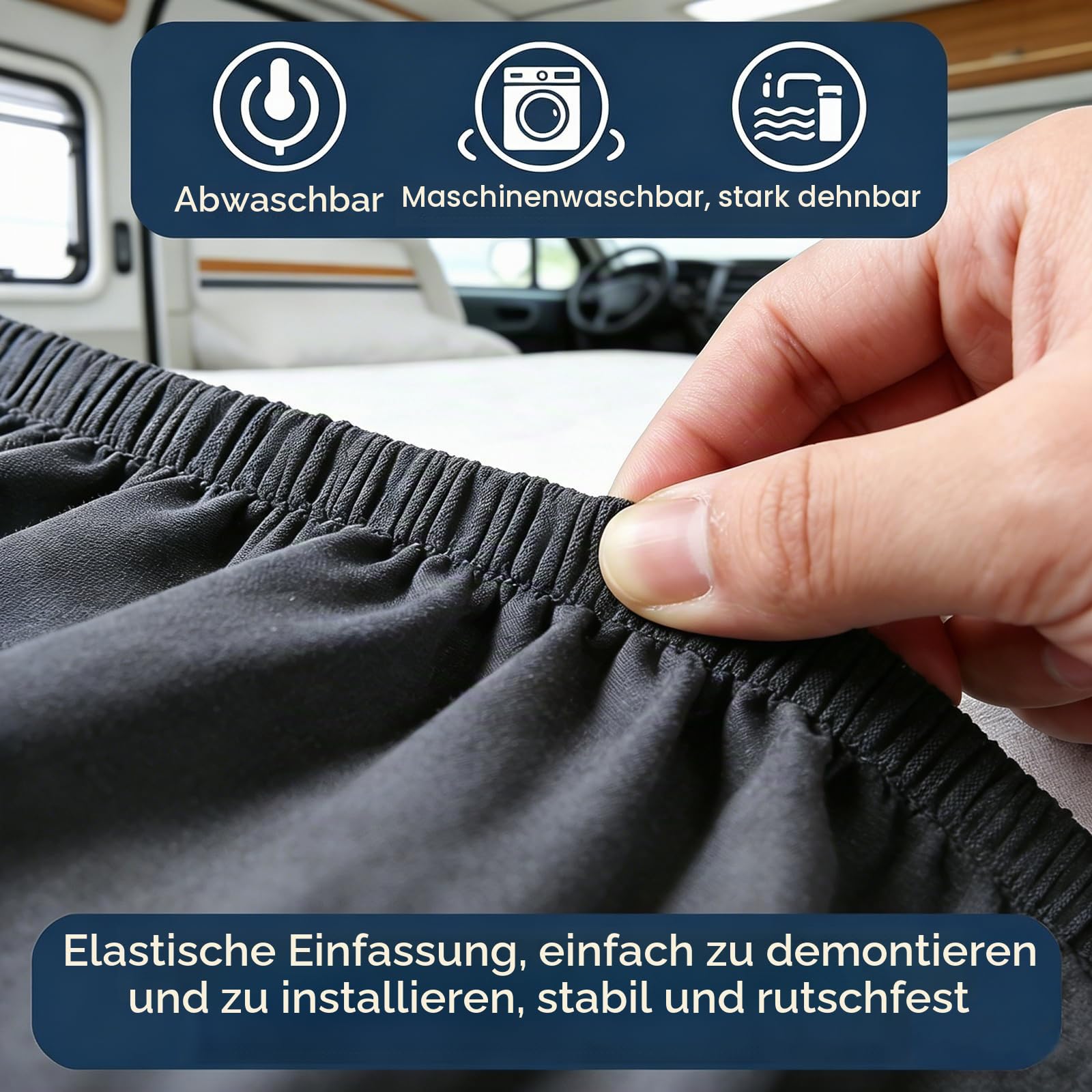 Spannbettlaken 3-Teiliges Set für Wohnmobil/Wohnwagen Heckbett | 70x190-85x210 cm & 35x130-50x145 cm | Spannbettlaken Ersatz Bettlaken für Camper, Van | Atmungsaktiv, Rundum-Gummizug