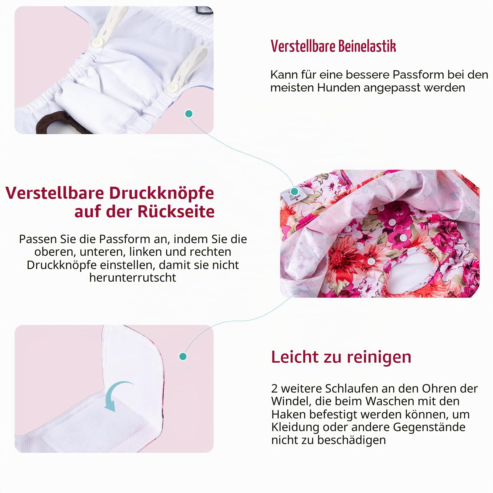 CuteBone 3 Stück Wiederverwendbare Hundewindeln, Hochsaugfähige, waschbare und umweltfreundliche Damenbinden Hundekleider Röcke für weibliche Haustiere