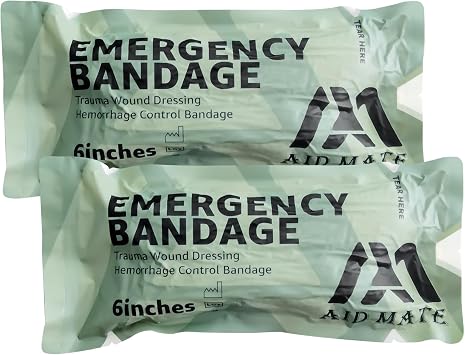 6" Emergency Israeli Bandages, Elastic Compression Bandage Trauma Dressing, Medical Sterile Vacuum Sealed, Combat Gauze Tactical First Aid IFAK Refill Kit, 2 Count...