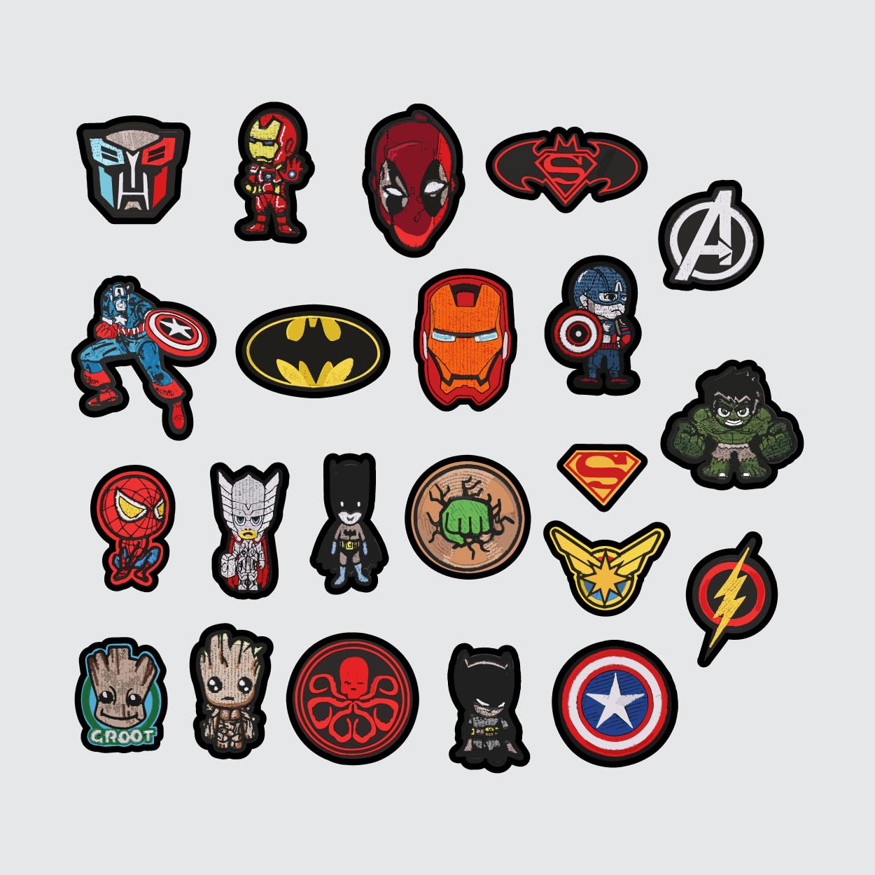 ISEE 360 22PCs Superhero's Theme Printed Iron Patches Dress Clothes Any Garments T Shirt Jackets Bags Caps Dress Girls Boys Multicolored