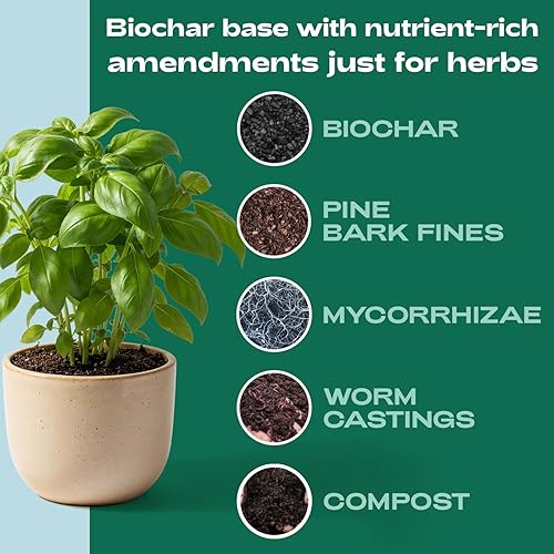 Miniatura 5 de Rosy Soil Mezcla de hierbas Mezcla orgánica para macetas para hierbas Enriquecida con biochar, fundición de gusano para el desarrollo de raíces,