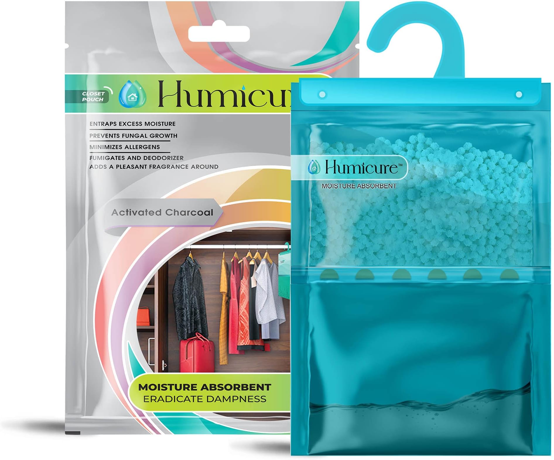 Humicure Moisture Absorber Dehumidifier Hanging Bags with 1 Litre
