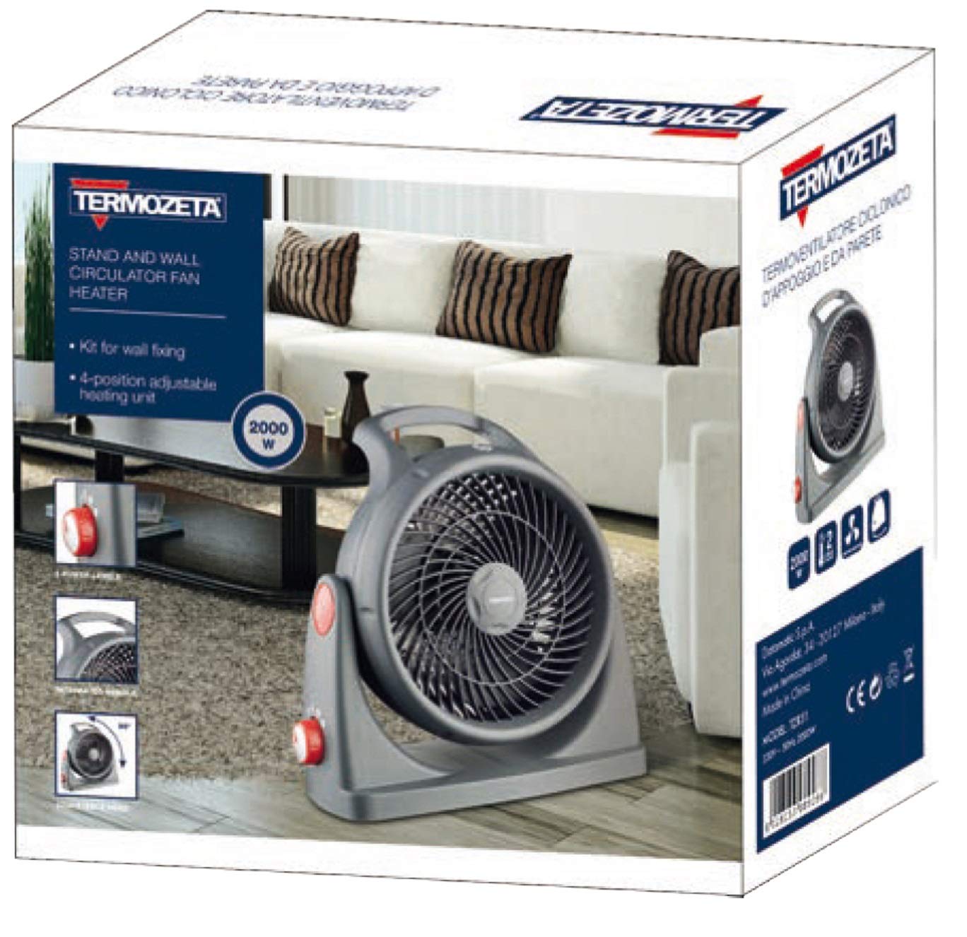 Termozeta TZR31 Termoventilatore ciclonico d’appoggio e Parete