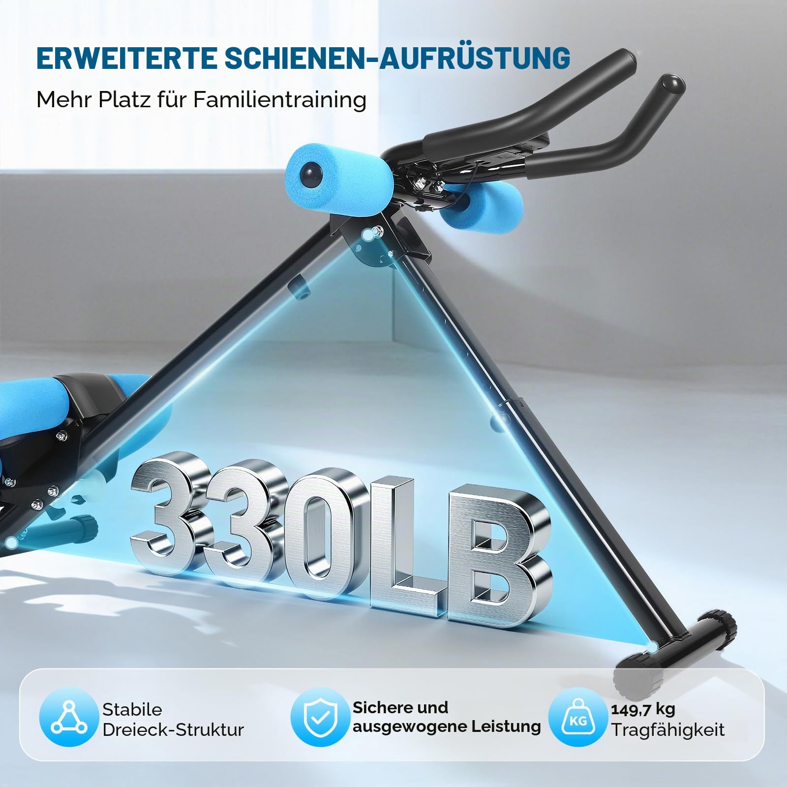 Bauchmuskeltrainer für Zuhause, 3 Einstellbare Winkel & 5 Höheneinstellungen/150kg Belastbarkeit, Ausgestattet mit LCD-Bildschirm, Multifunktionales Ganzkörper-Trainingsgerät