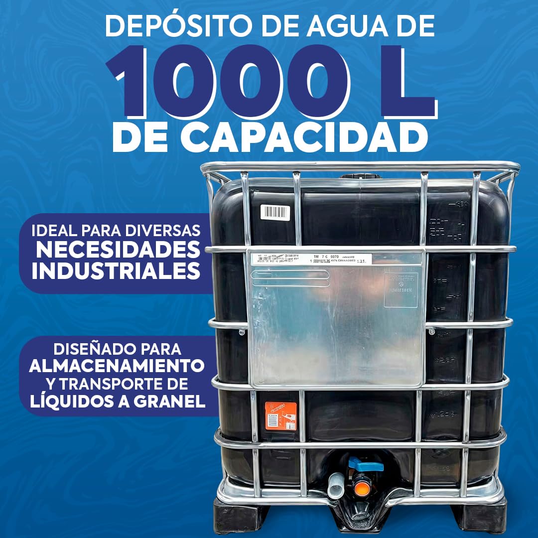 Contenedor depósito de 1000 litros IBC-GRG negro con palet de plástico