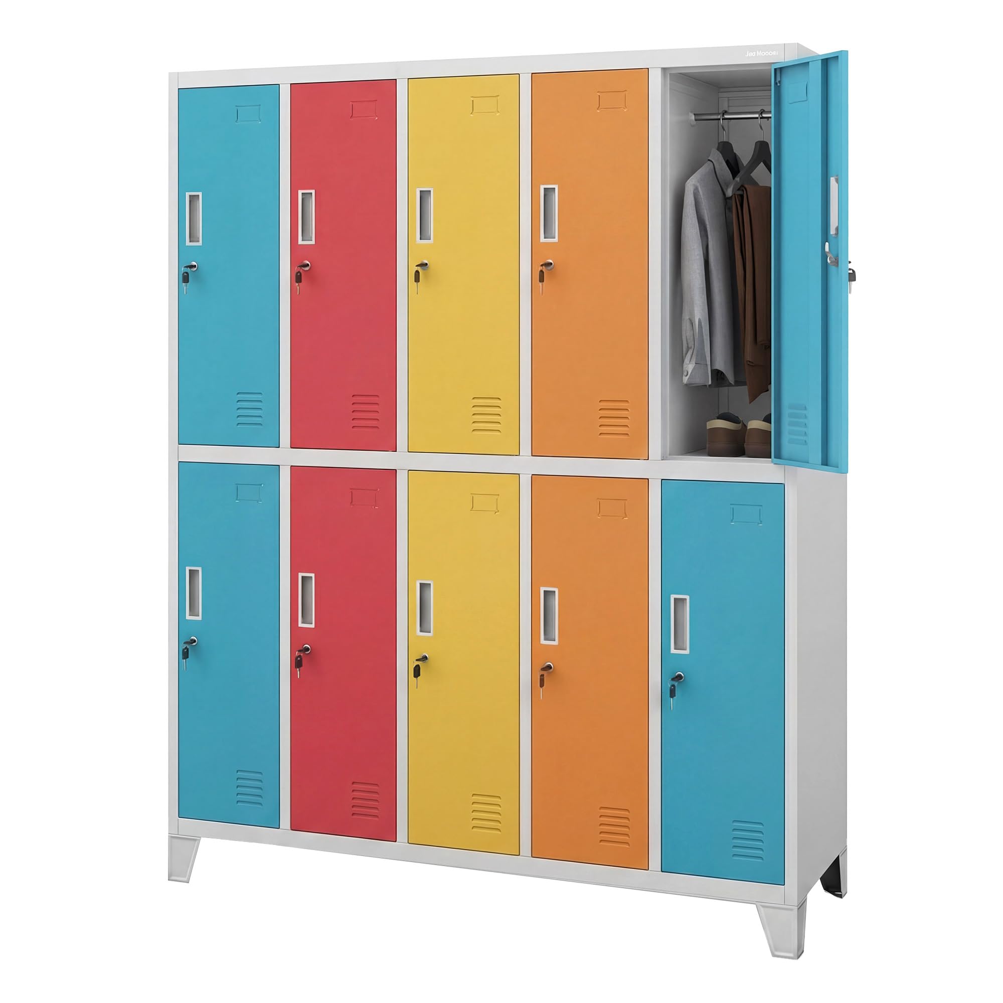 Jan Nowak Taquilla Vestuario Metálica 10 Puertas USB C, 172 x 136 x 45 cm