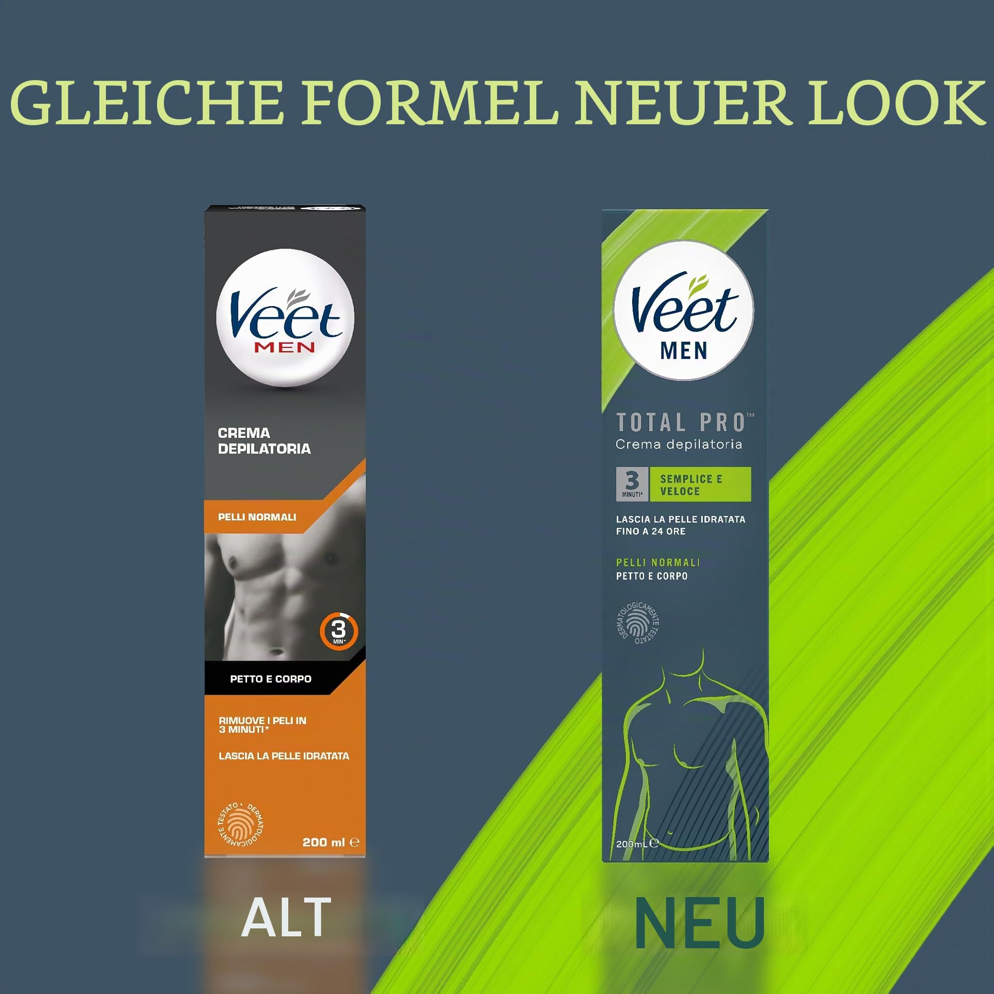 Veet Men, Haarentfernungscreme für Herren, für Brust, Beine und Arme, 5 x 200 ml