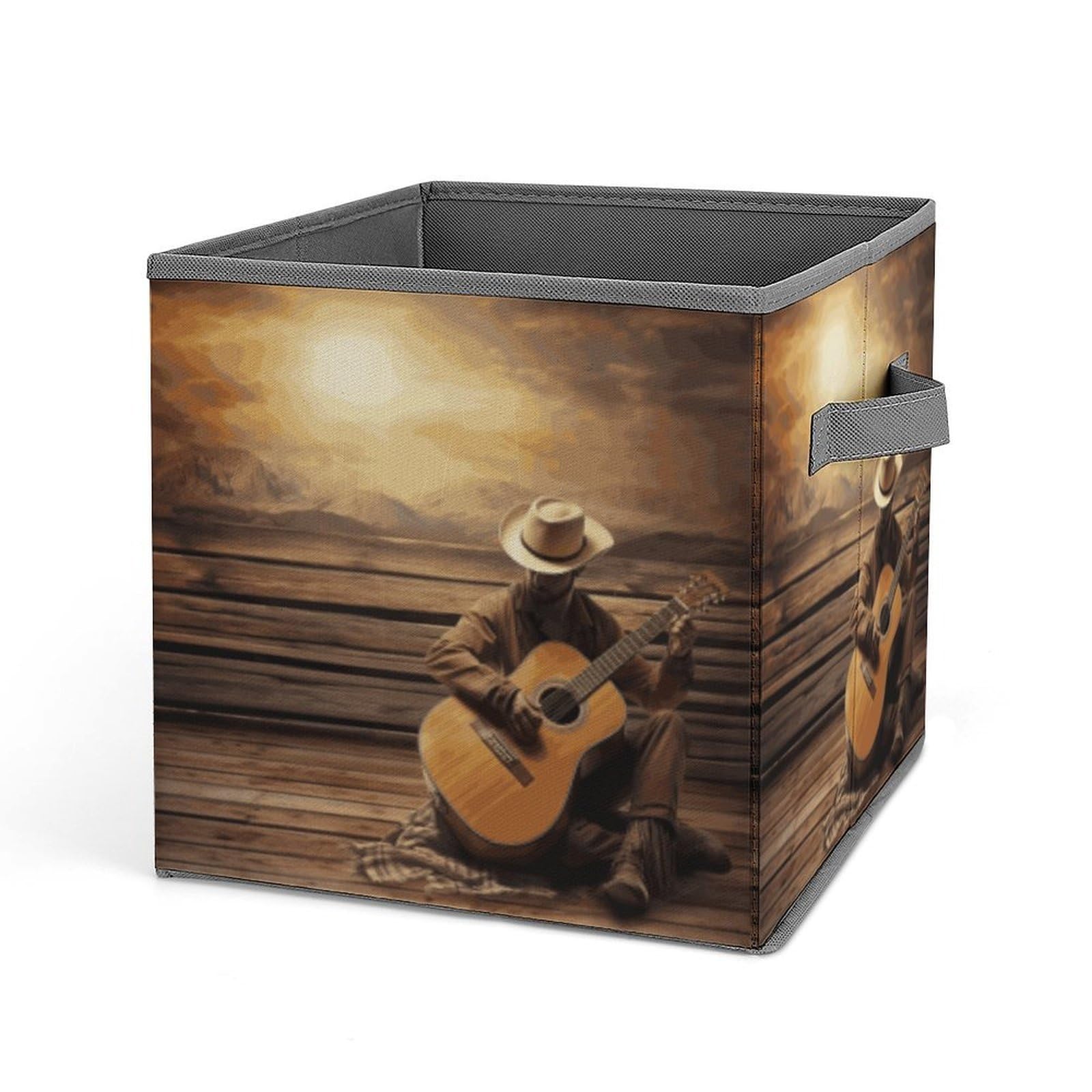 JTREHY Western Music Storage Bins Sturdy Large Capacity Folding Sorting Boxes Convenient Stable Storage Box Collapsible Fabric Storages Cubes Organizer with Handles