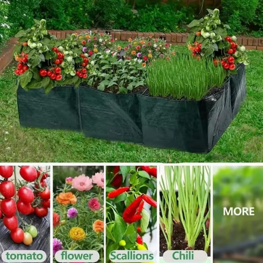 Aiuola rialzata da giardino, in tessuto PE, rettangolare, per coltivare erbe, fiori e verdure (confezione da 2)