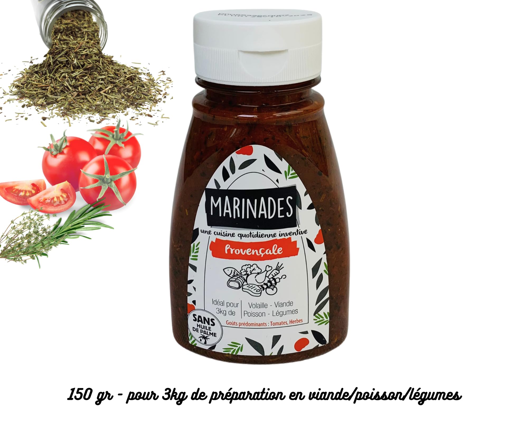 Ready to use marinade sauce based on oil pot of 150 g for 3 kg of preparation (Provencal) - 2