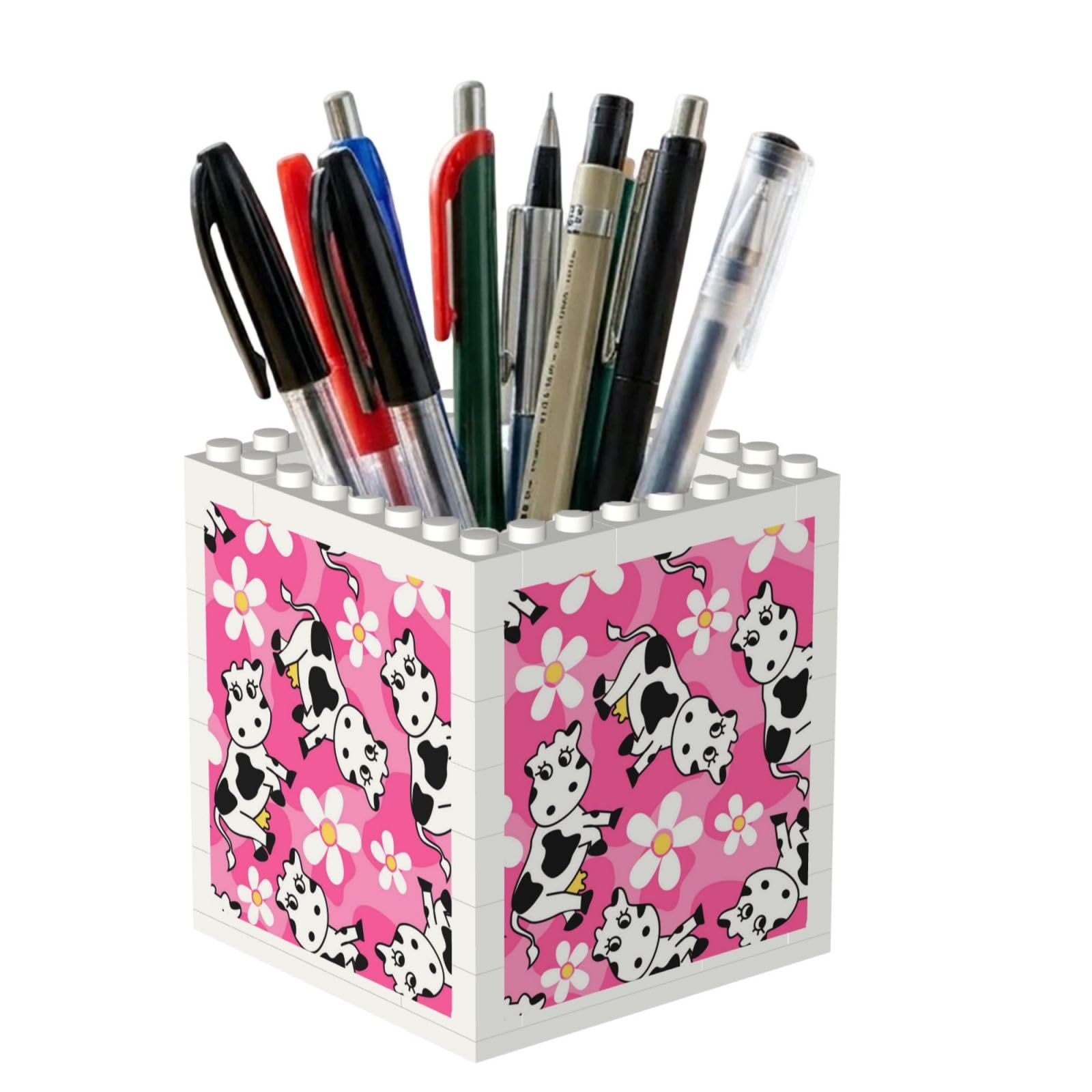 Poadnly Cute Cow, Pen Pot Pencil Holder for Office Home School, Compact Desk Organiser for Office Stationery