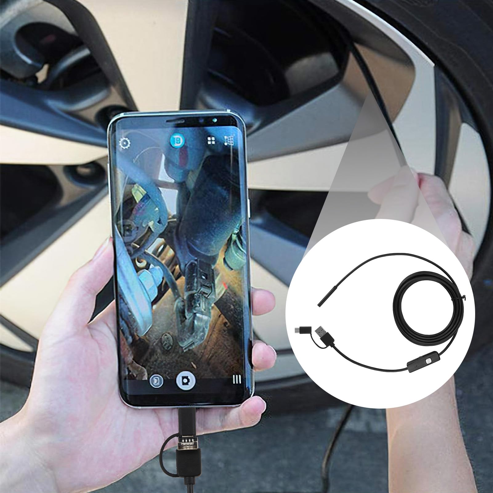 SRLWMYI Caméra d'inspection 3.5M Endoscope Camera Serpent Endoscopique avec Lumières LED Compatible Android et iOS iPhone iPad Samsung Noir Étanche IP67