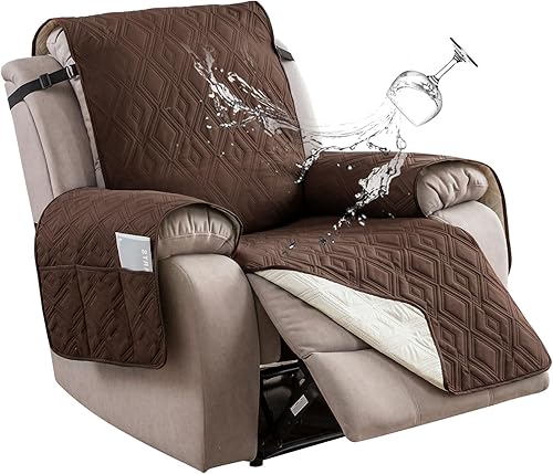 Funda reclinable 100% impermeable para sillón reclinable, funda reclinable para sala de estar (chocolate, 28 pulgadas)