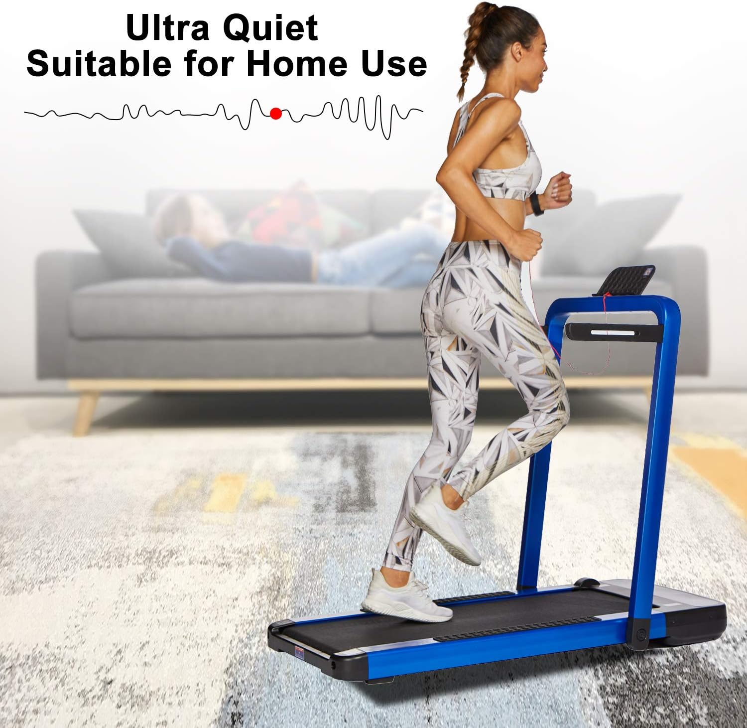 OppsDecor Under Desk Treadmill 2in1 Pad Treadmill Folding Electric Treadmill Installation-Free Remote Control Walking Running Machine with APP for Home Office Workout Indoor Exercise Machine