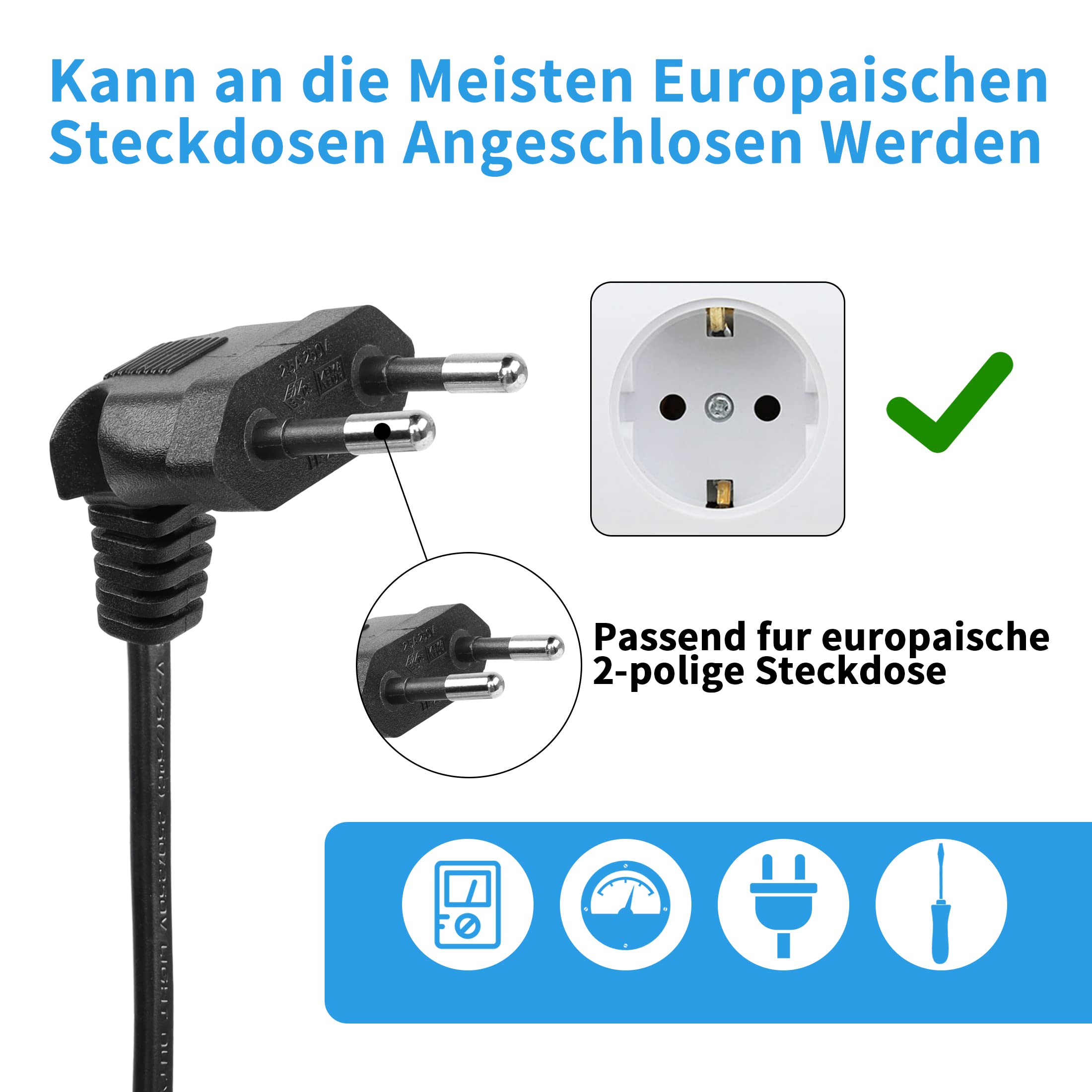 Cavo Di Alimentazione Euro Angolato - Spina CEE 7/16 A Presa C7, 1.5m, Per PC E Elettrodomestici - Foto 7