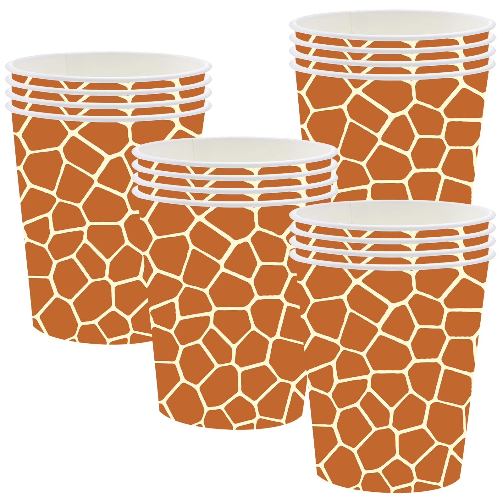 POPOYU 16P Jungle Safari Animal Party Giraffe Print Paper Cups,Jungle Animal Party Paper Cups,Jungle&ThemeParty Tableware Decorations Set for Kids Jungle&Safari Reptile PartySupplies