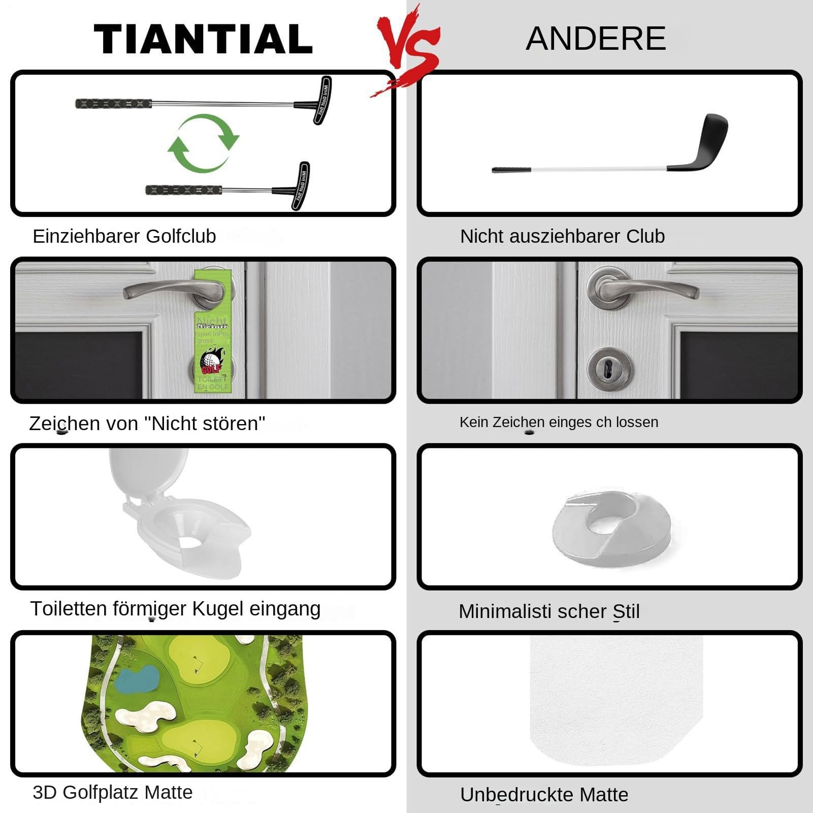 Kit de Jeu de Golf pour Toilettes 80 x 67 cm - Jouet d'entraînement pour Salle de Bain