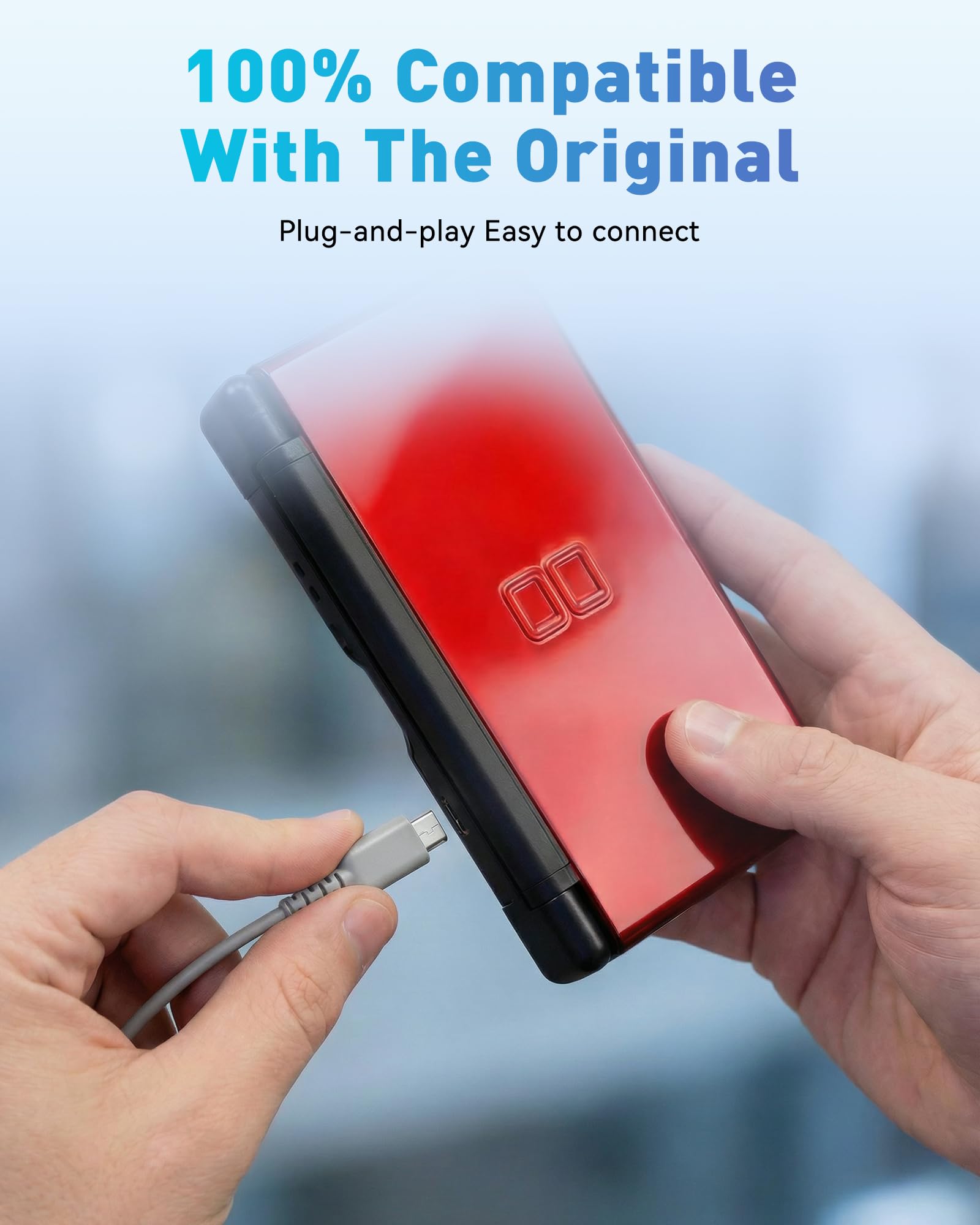 Sanicata AC Adapter für Nintendo DS Lite NDSL, 1,2m Wand Reiseladegerät mit Schutzfunktionen, Ersatzladekabel kompatibel mit NDSL Konsole - 4