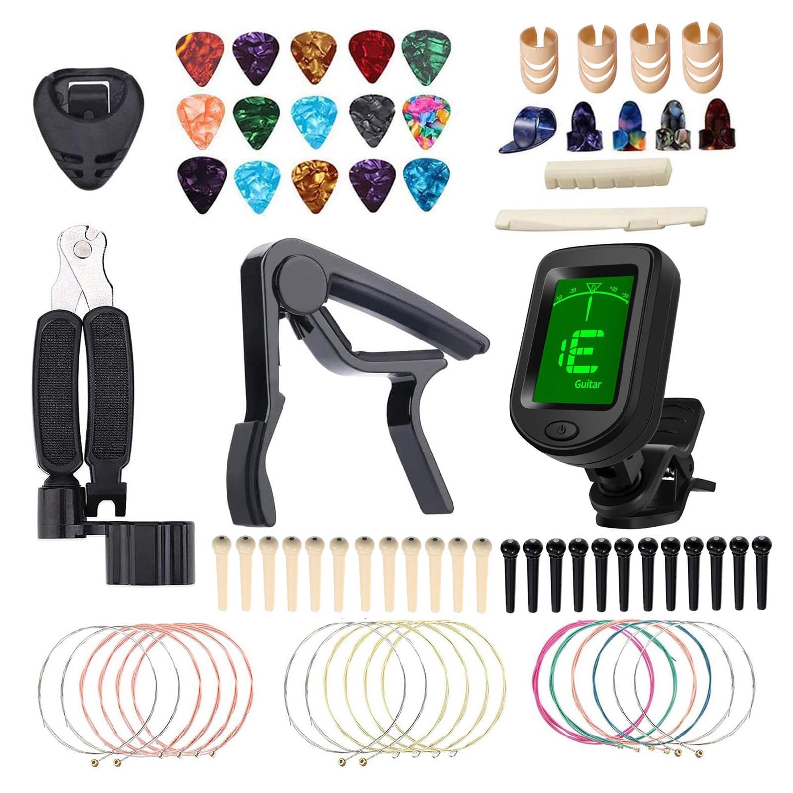 rockible Gitarren Zubehör Set, E Gitarren Teile, Werkzeug, Gitarren Stimmgerät, Leichtes Ersatzzubehör
