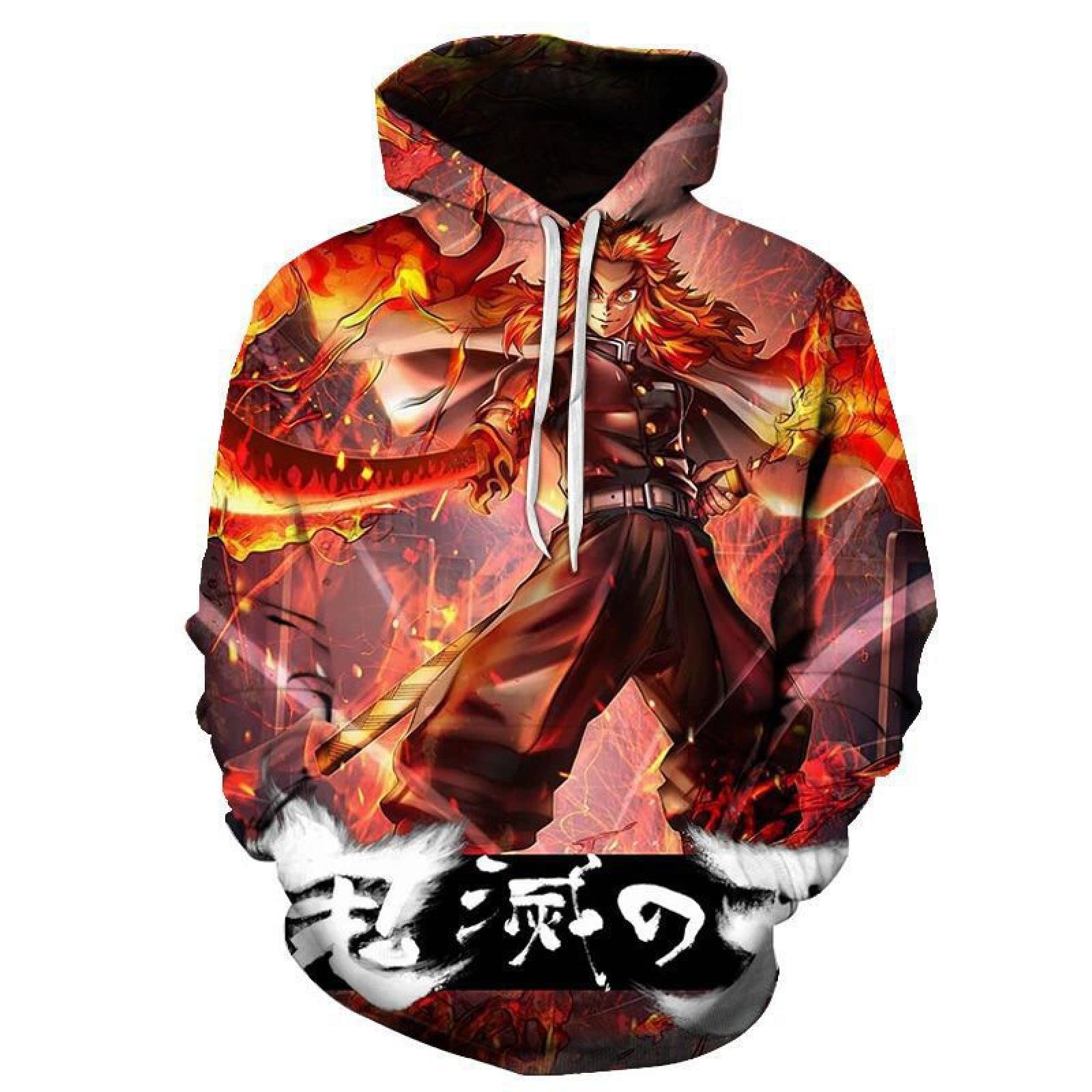 CAMLEOAnime Clothing Sweat Jacket Women's Hooded Demon Slayer Hoodie Pullover Anime Merch Hoodie Cosplay, a, XL