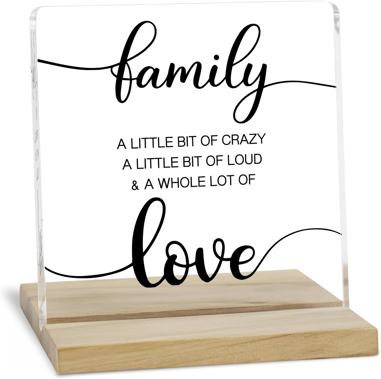 Family Quote Desk Decor Sign, Funny Family a Little Bit of Crazy Acrylic Plaque, Inspirational Farmhouse Signs