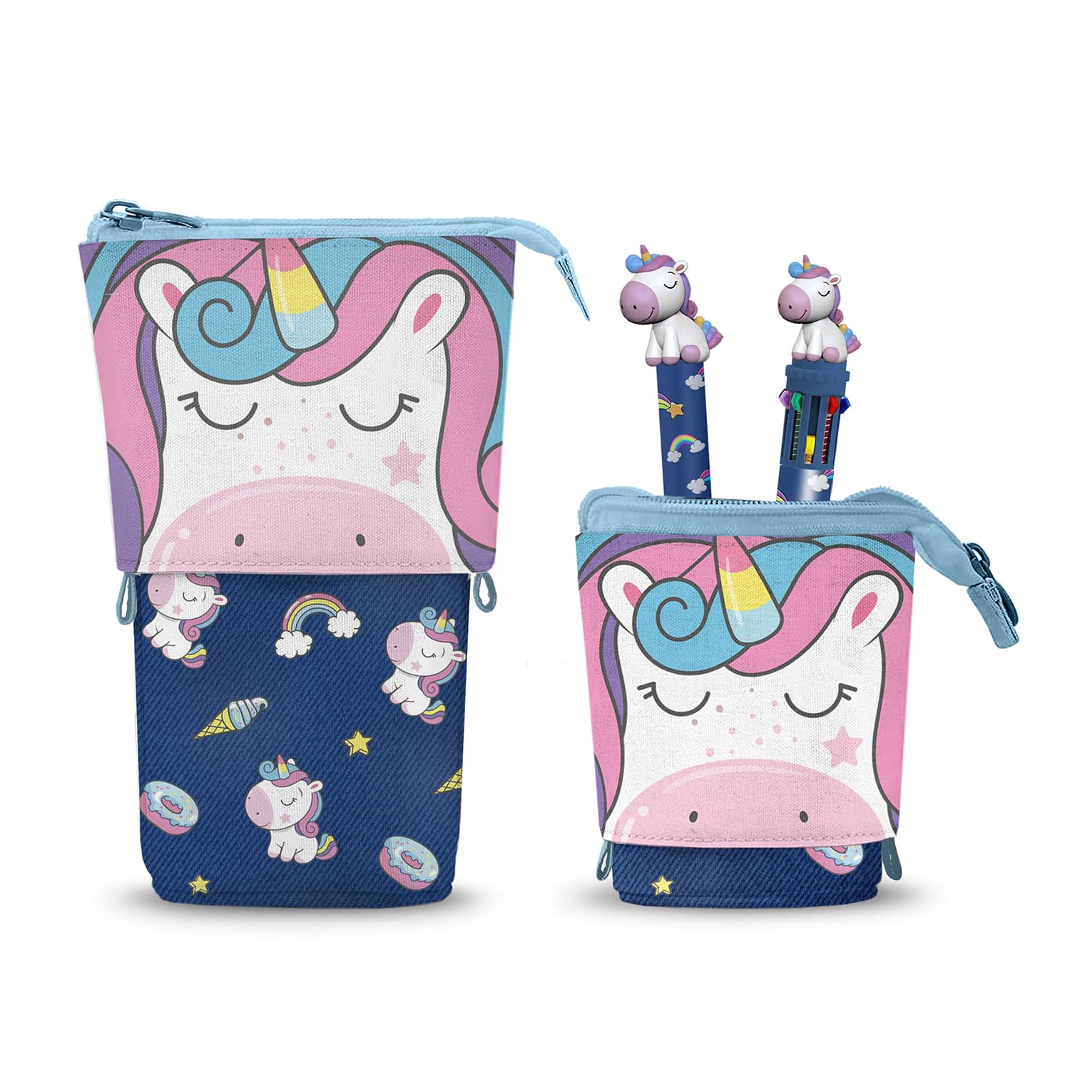 Oh My Pop Sweety-Cute Pencil Case + 10-Colour Pen + Erasable Gel Pen, Multicolour, 11.5 x 17 cm