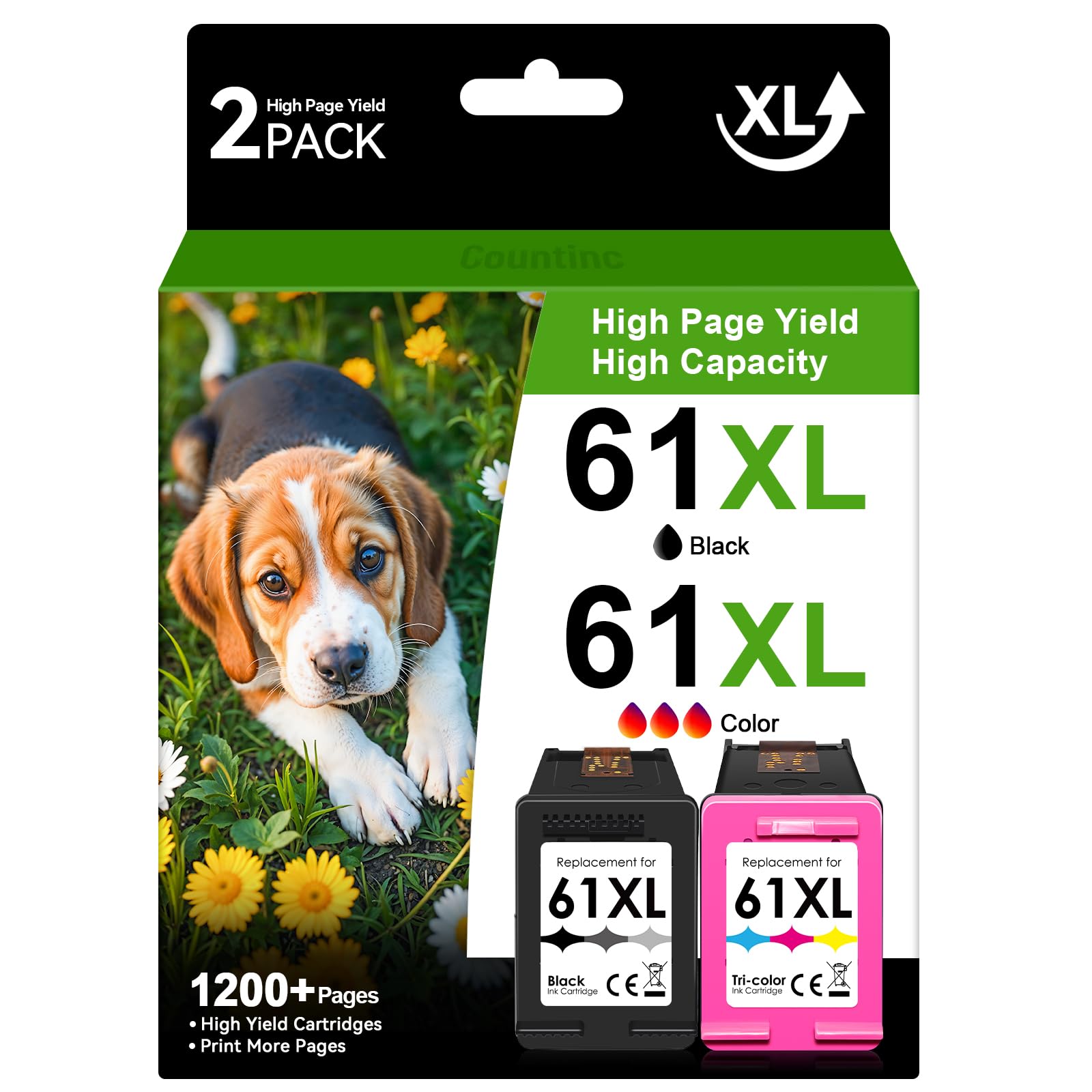Printer Ink 61 Black and Color Combo Pack Compatible for HP Ink 61 Compatible for HP 61 Ink fit for Envy 4500 5530 4501 4502 DeskJet 1000 1010 1050 1510 2050 2510 OfficeJet 2620 4630 Printer