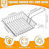 Vista 2 de 12 Pack Mini French Fry Holders Bulk, 5.9 x 5.9 Inch French Fries Baskets with Handle, Mini Fry Serving Wire Baskets for Kitchen Restaurant and