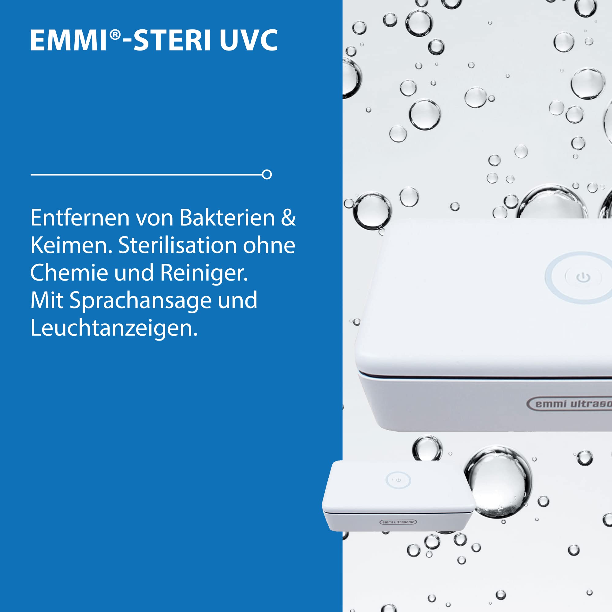 EMAG Steri UVC 8 LED-Lampen Desinfektions Box I UV Desinfektionsgerät für Handys, Brillen, Kugelschreiber & Bürstenaufsätze I UV Sterilisator tragbar