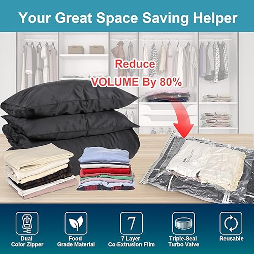 Miniatura 2 de Ltrrysoa Paquete de 10 bolsas de almacenamiento al vacío  2 Jumbo, 2 grandes, 3 medianas y 3 pequeñas  Bolsas de almacenamiento al vacío ahorradoras