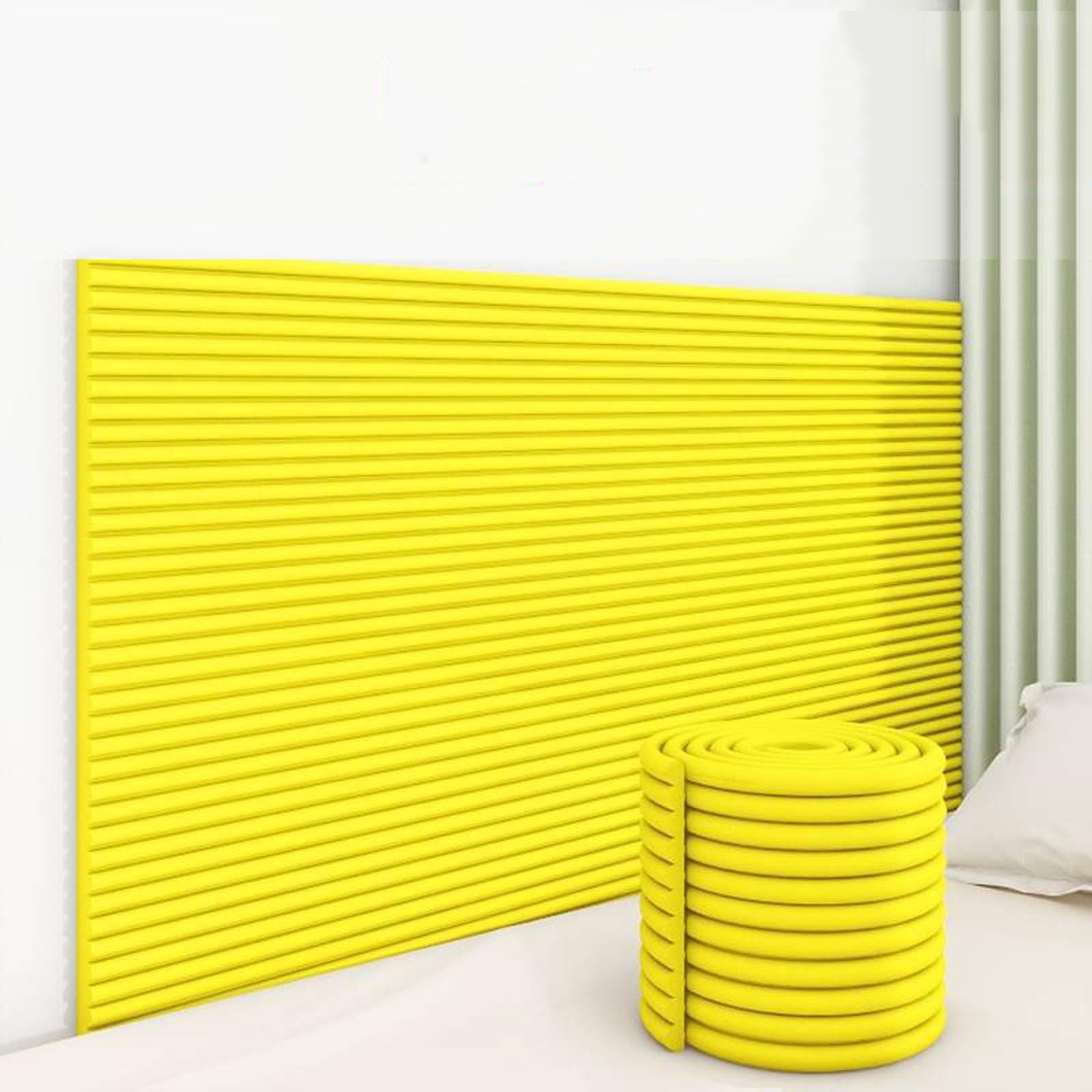 Aocet 7.9" x 78.7" Padded Wall Panels for Kids, Upholstered Wall Panels Self-Adhesive, Anti-collision Wall Padding Wall Cushion for Bedroom/Playroom/Headboard(Yellow)