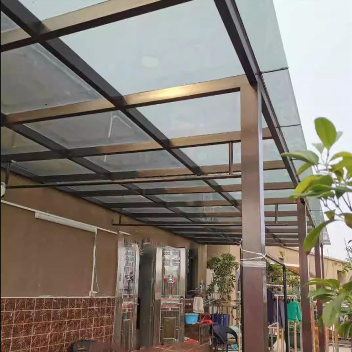 Polycarbonate Greenhouse Sheets,Plastic Roof Panel,Clear Acrylic Plastic Sheet,for Outdoor Canopy Carport Cold Frame Replacement Shed Panel,Weather-Resistant and Transparent (1.56x15m)