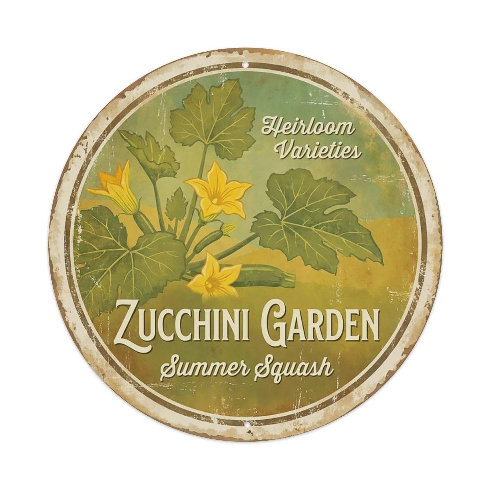 Cxhjca 8X8inch(20X20cm) Vintage Cottagecore Garden Zucchini Summer Squash Metal Tin Sign