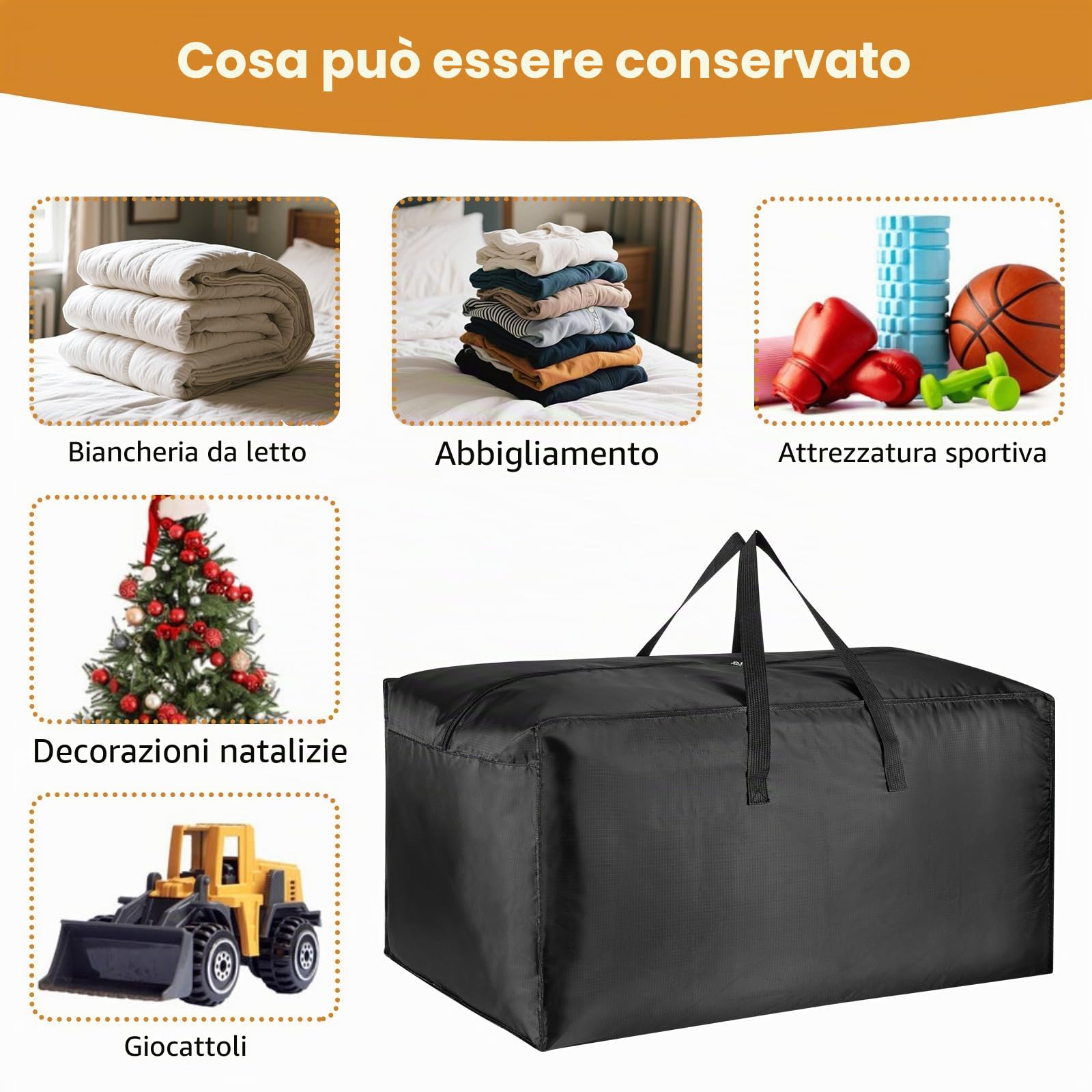 Confezione da 4 grandi borse da viaggio resistenti, borsa da palestra pieghevole, borsa sportiva, robusta borsa da viaggio Oxford 600D, leggera e impermeabile, borsa per il fine settimana, 128 l, Nero