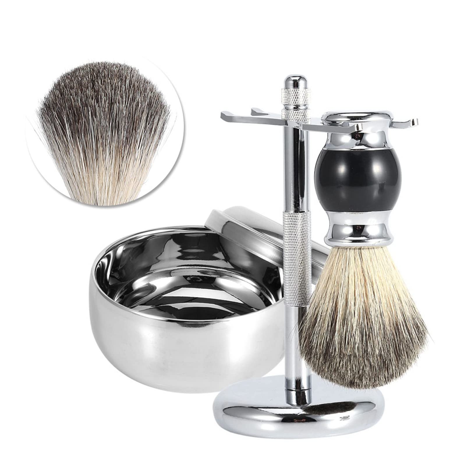 Kit Set di Pennelli da Barba, Ciotola da Barba E Set di Pennelli, Supporto Per Kit di Strumenti da Barba da Uomo Professionale con Spazzola Per Capelli in Finto Tasso E Ciotola Per Tazza di S