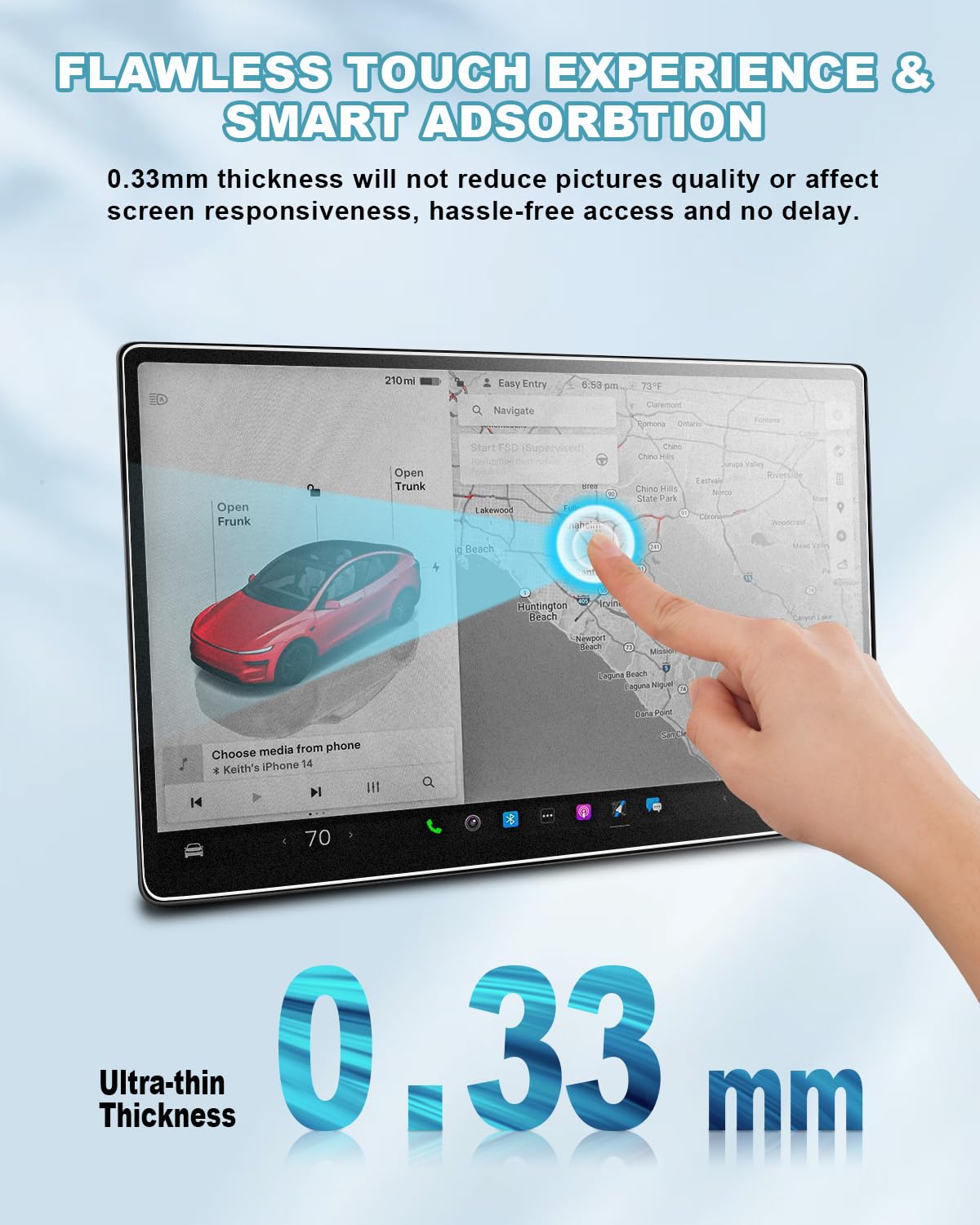 CDEFG Compatible avec Tesla Model Y Juniper 2025 2026 Film de protection d'écran de navigation QHD 16" Écran tactile GPS Mat Verre trempé Accessoires Juniper 2025 (installation automatique)