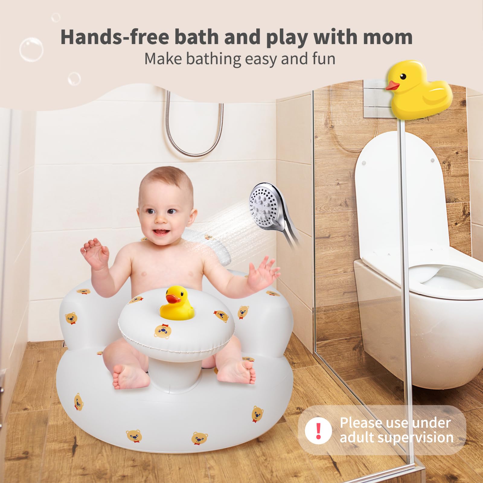 Inflatable Baby Seat for Babies 3 Months and Up - Portable Baby Floor Seats with Built-in Air Pump, Safe Sitting Up Support for Learning, Play, Feeding - Lightweight & Travel-Friendly Infant Seat