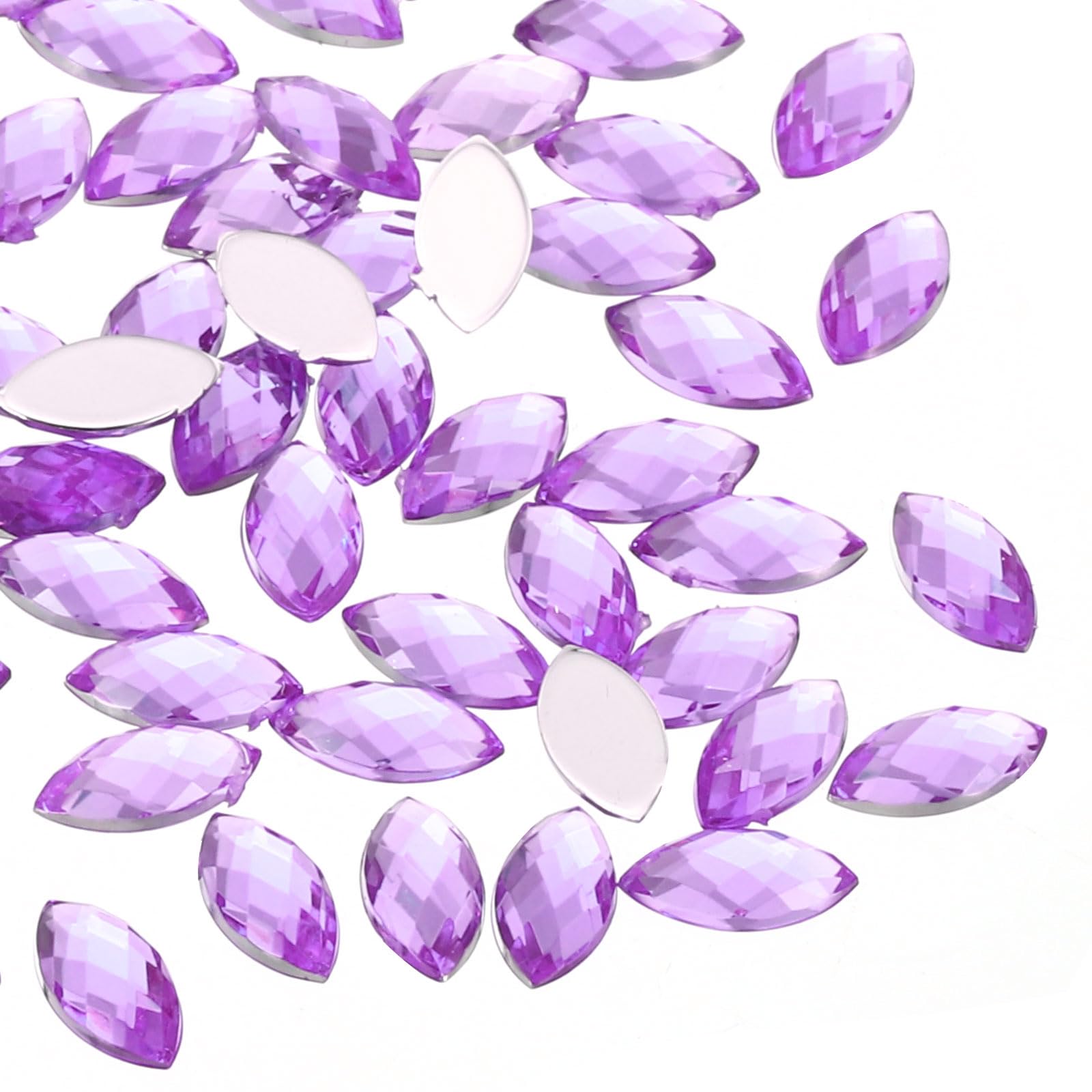 PATIKIL Gemme Marquise Acriliche 300 Pezzi 10x5mm – Retro Piatto, Bianco, Strass A Forma Di Occhio Per Gioielli Fai Da Te, Nail Art, Decorazioni - 2