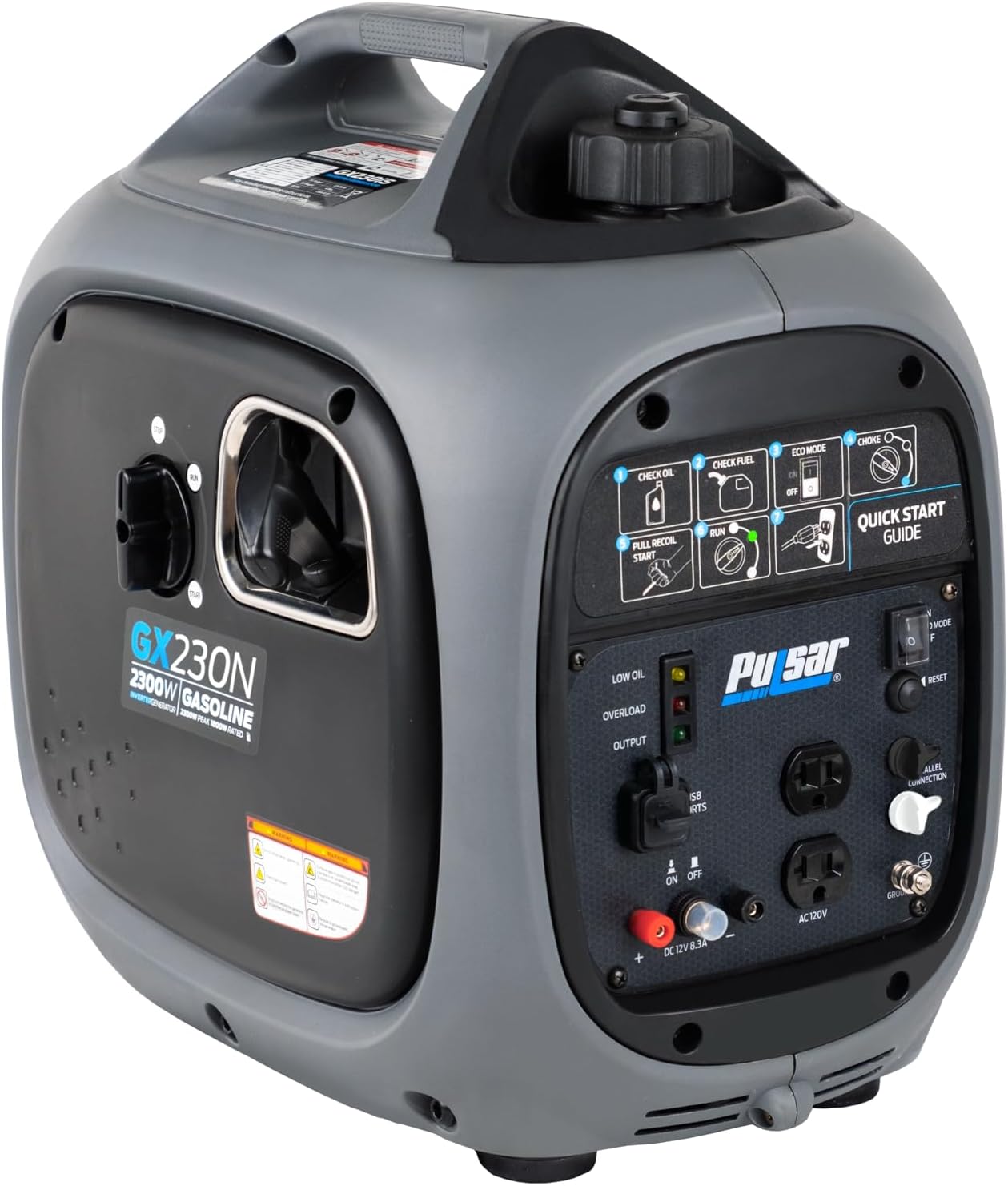 Pulsar - Portable silent inverter generator, 2300 W, with USB output and parallel capacity, GX230N