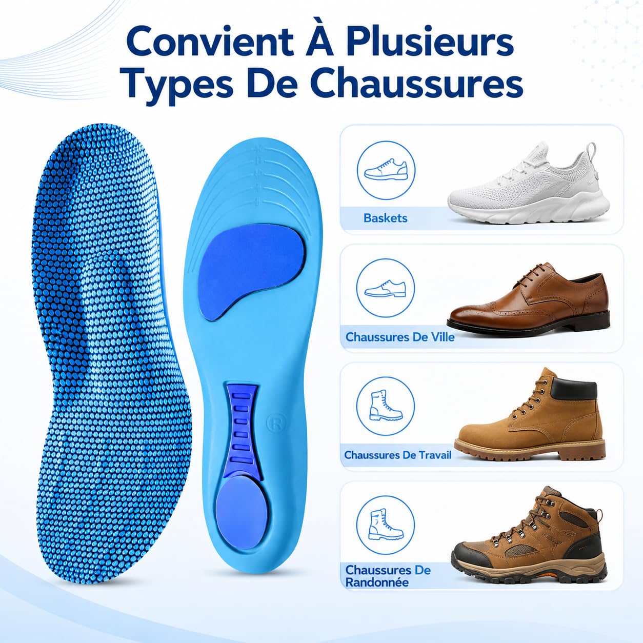 Santellia Vital+ Semelles Orthopédiques Unisexes avec Soutien de la Voûte Plantaire et Amorti pour Marche Travail Sport et Usage Quotidien (43/44)