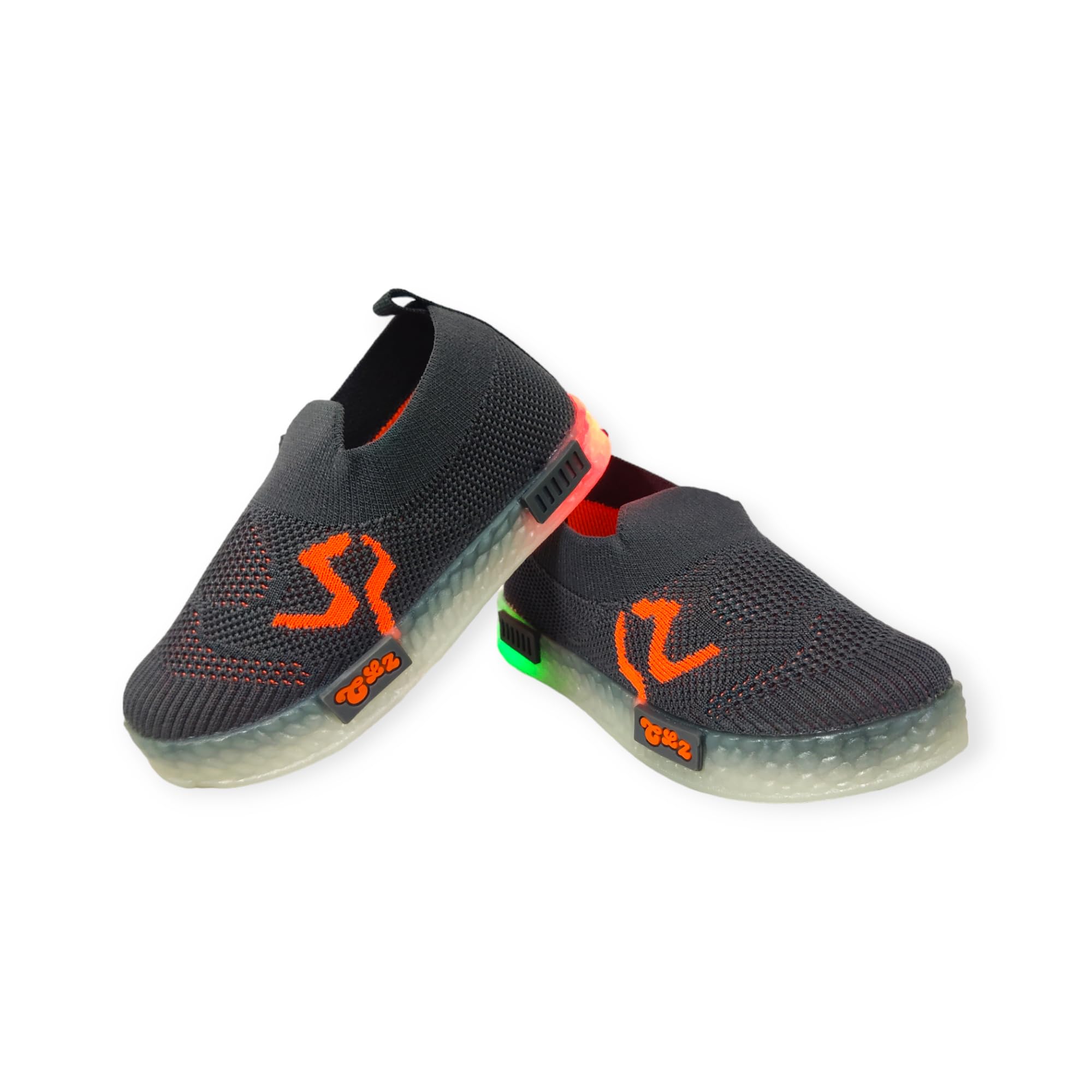 Coolz Kids Unisex Casual Knitted Shoes with Light Blink-1 for 1-4 Years Boys and Girls (Grey-Orange, 3_Years) (B0BG651Z6G) Amazon Price History, Amazon Price Tracker