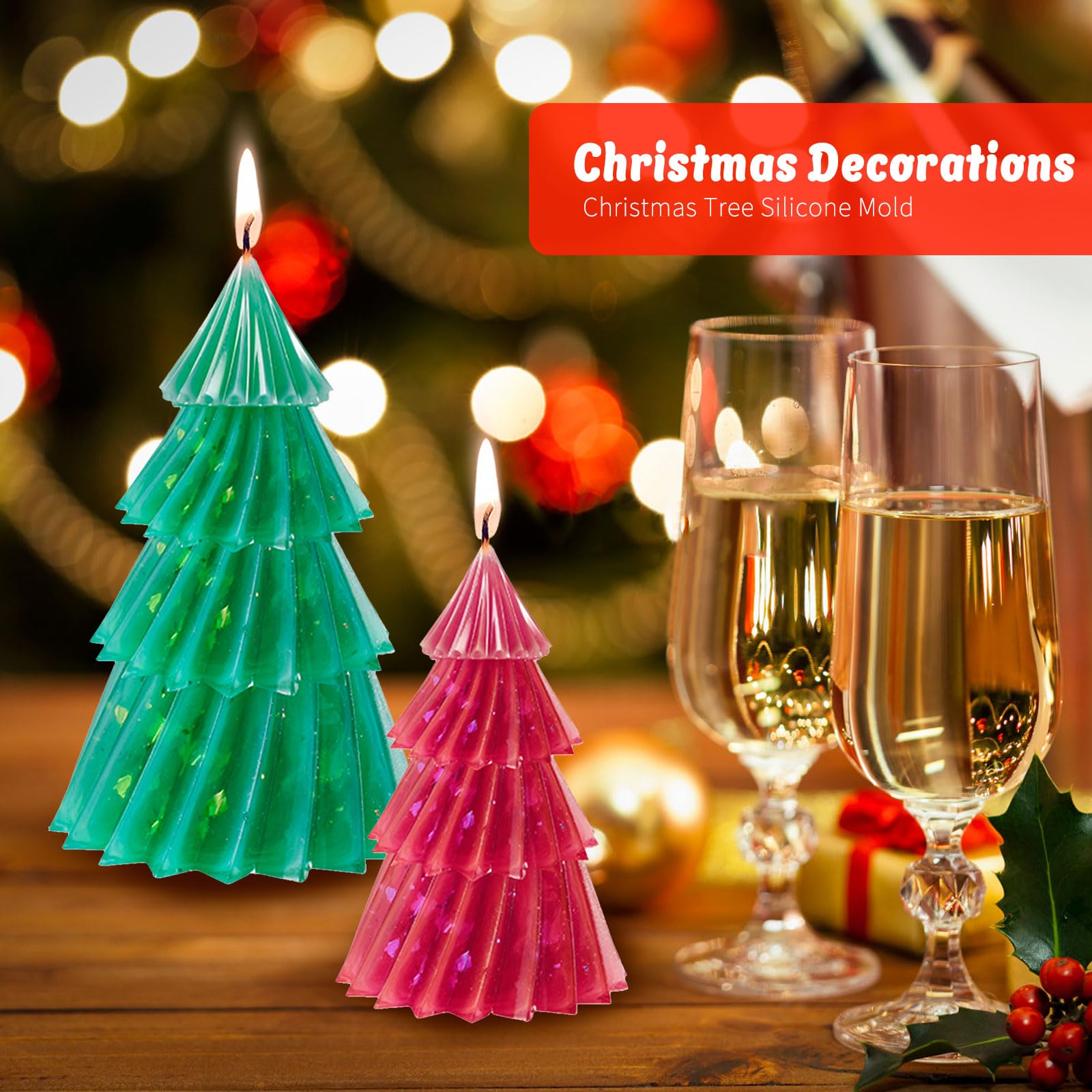 Moules Silicone Sapin De Noël - Lot De 2 - Pour Résine, Bougies, Savon - Décoration DIY - Réutilisables