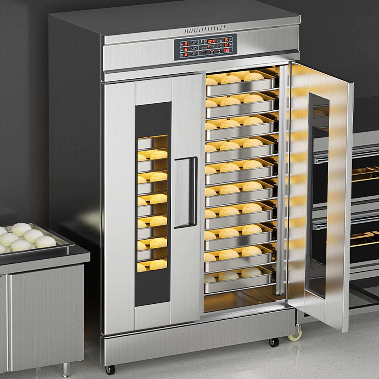 Bread Dough Proofer Machine, Large Bread Proofing Box with 32-layer Capacity, Adjustable 85°C Temperature and -110% RH Humidity, 360° Circulating Heating and 10h Timing,for Bakery,Dessert Shop
