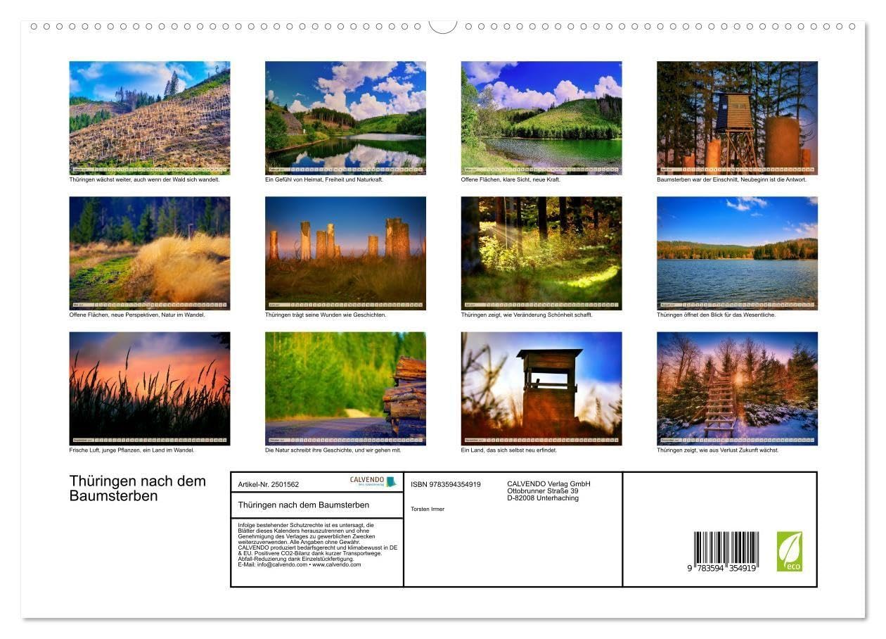 Thüringen nach dem Baumsterben (hochwertiger Premium Wandkalender 2027 DIN A2 quer), Kunstdruck in Hochglanz: Junges Grün, klare Horizonte und ein ... die Landschaft Thüringens. (CALVENDO Natur)
