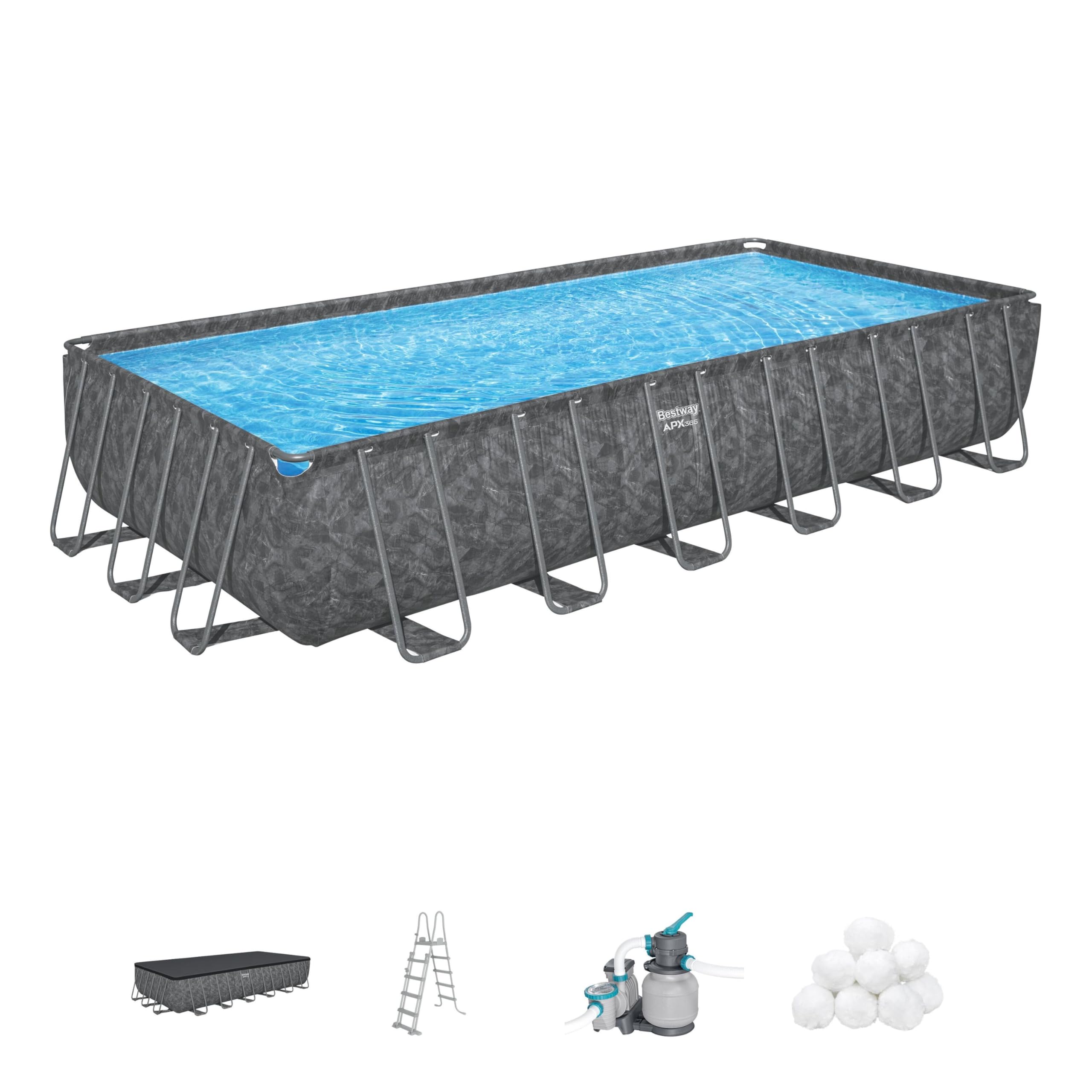 Bestway Piscine Hors Sol rectangulaire APX 365-732 cm x 366 cm x 132 cm - Gris foncé