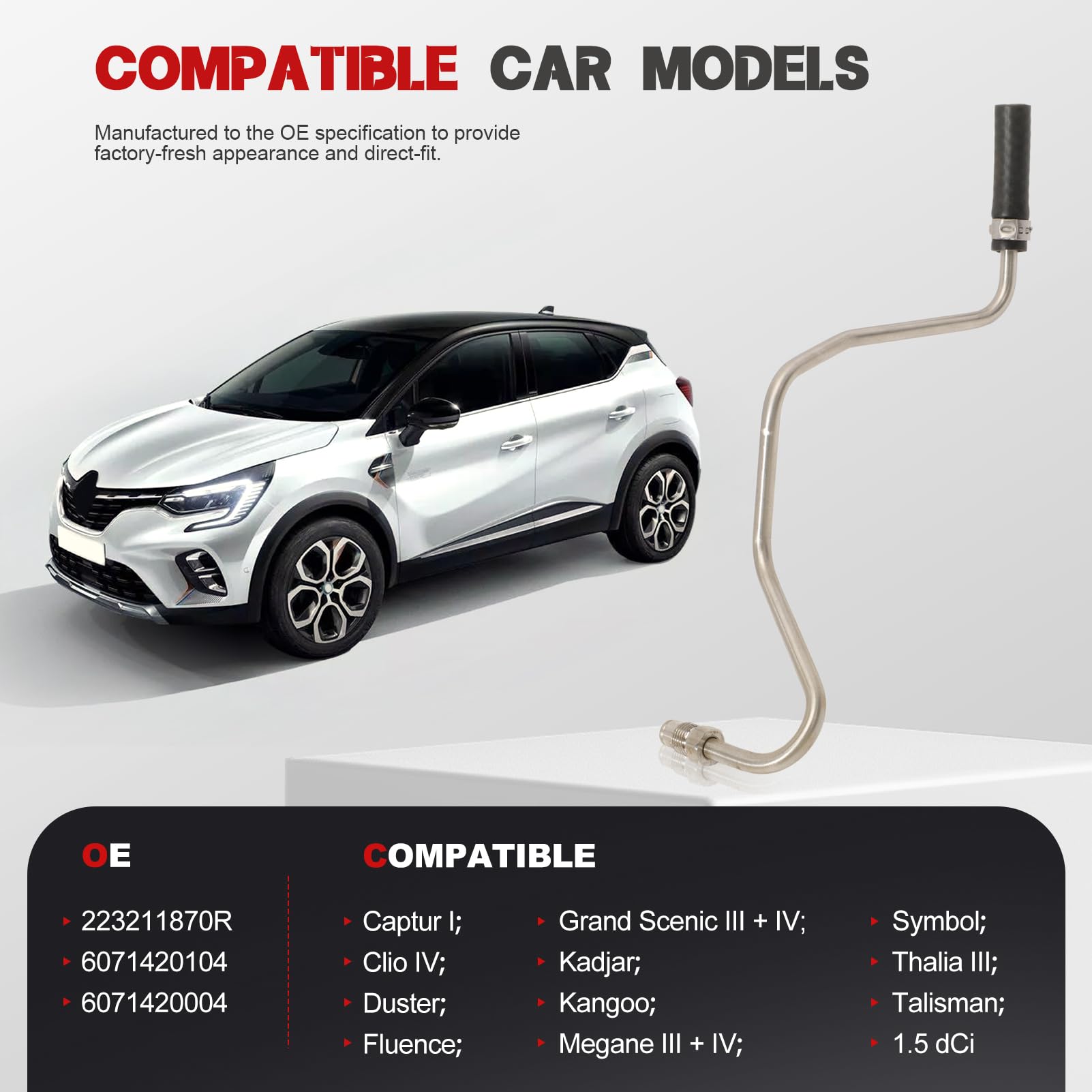 KASturbo Tubo di scarico con sensore Captur I, Clio IV, Duster, Fluence, Kadjar, Simbolo, Thalia III, Talisman 1.5 dCi sostituisce 223211870R 223216385R