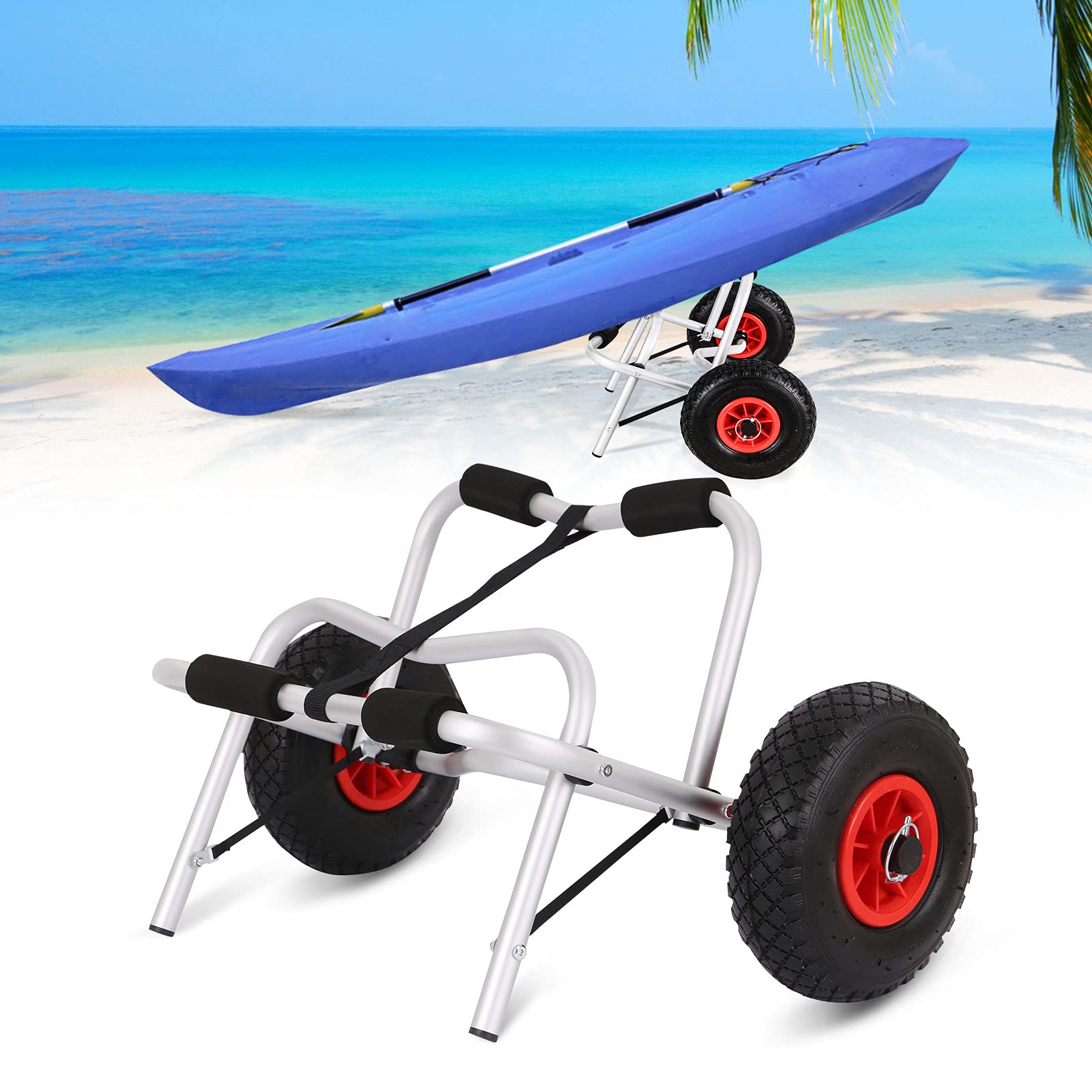 KingSaid Kajakwagen Faltbarer Bootswagen Aluminium Kajak Transportwagen 100kg Traglast