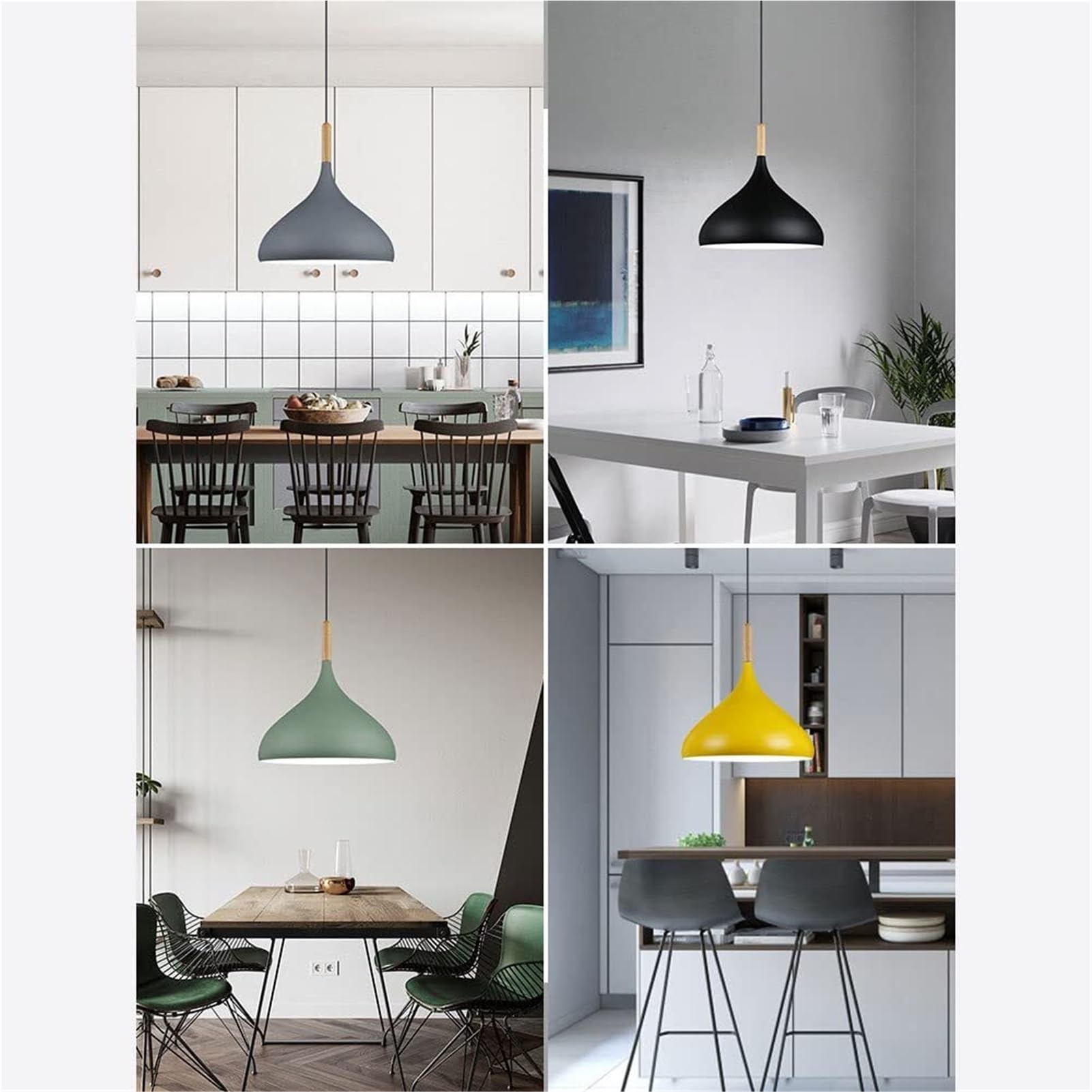 Modern Macaron Geometric Wooden Pendant Lamp Chandelier Hanging Lighting Ceiling Fixture Creative Nordic Style For Dining Room Bedroom Living Hallway(Dark,32CM)
