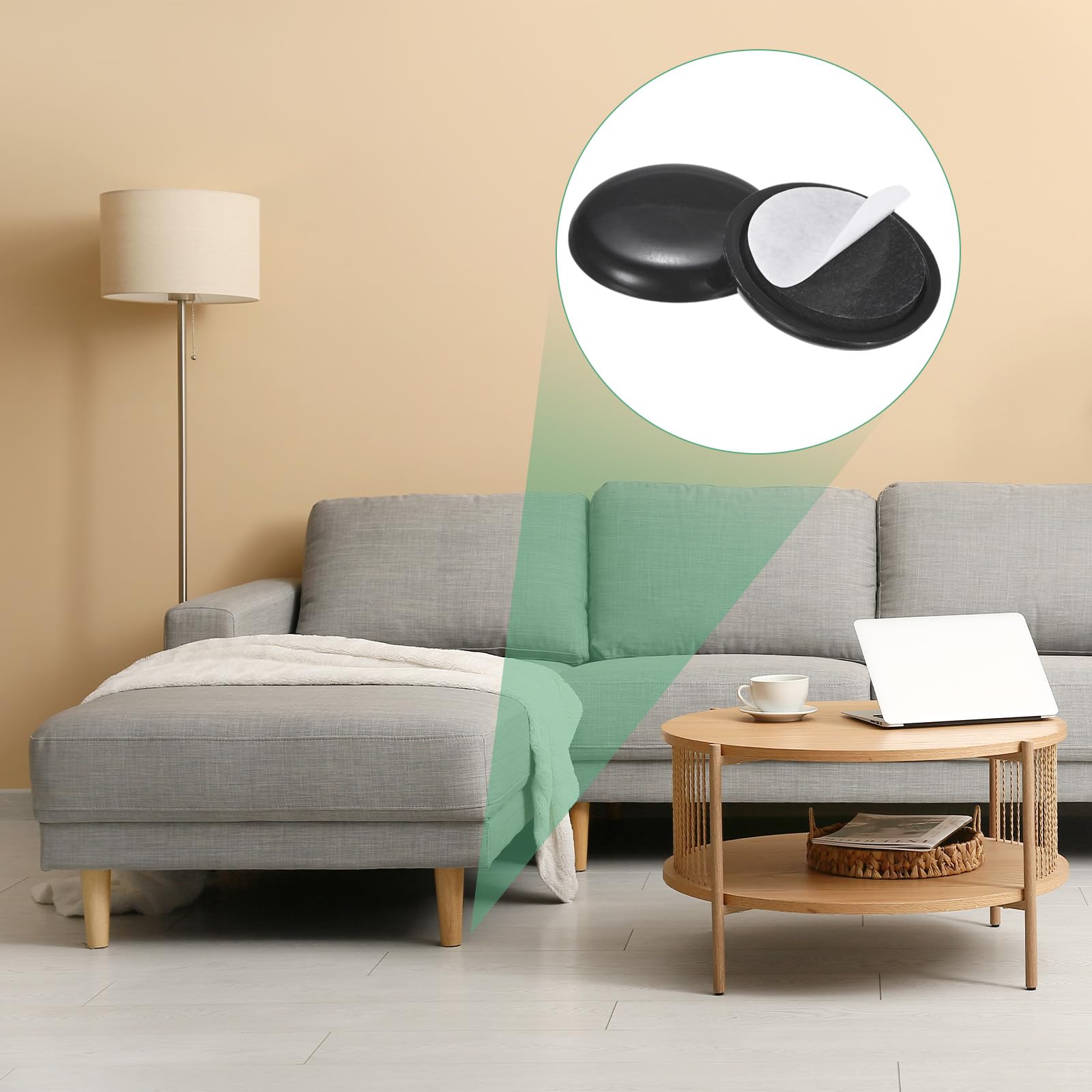 M METERXITY Möbelgleiter, 3,2 cm Durchmesser, EVA-Schaum-Filz-Pad, selbstklebend, Mover-Gleiter für Teppich/Stuhl/Tische, Möbel, runde Pads, Bodenschoner, Schwarz, 24 Stück
